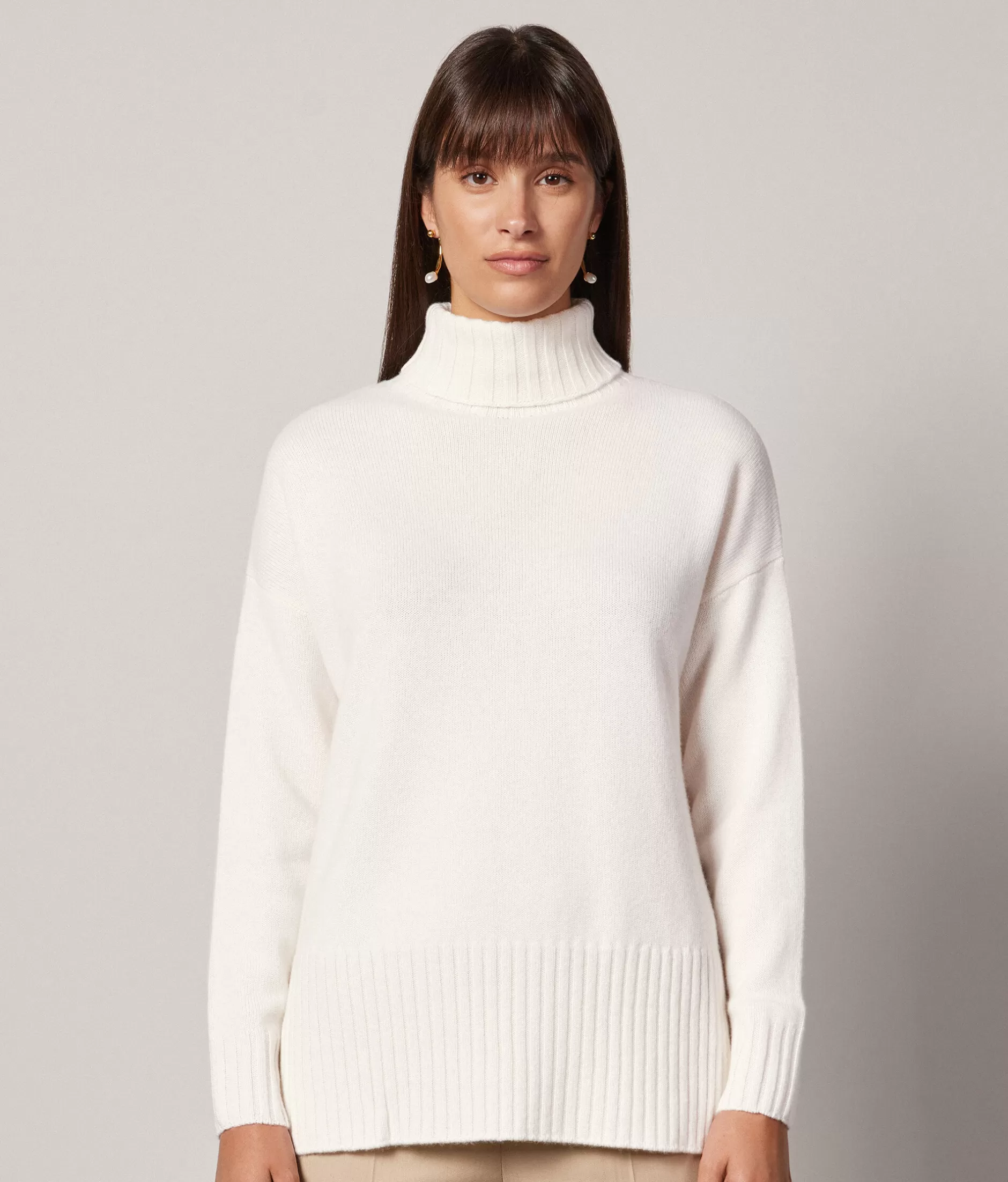 Cheap Falconeri Oversized Turtleneck Sweater In Ultrasoft Cashmere white -8005 - bow