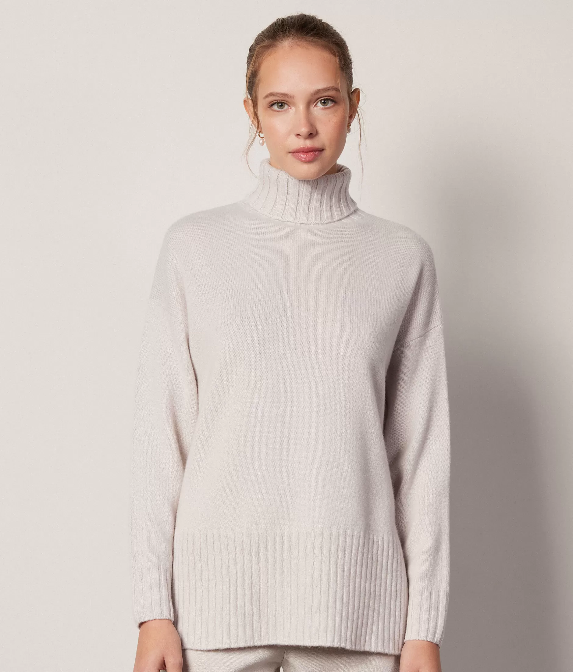 New Falconeri Oversized Turtleneck Sweater In Ultrasoft Cashmere ivory -8644 - light alabaster