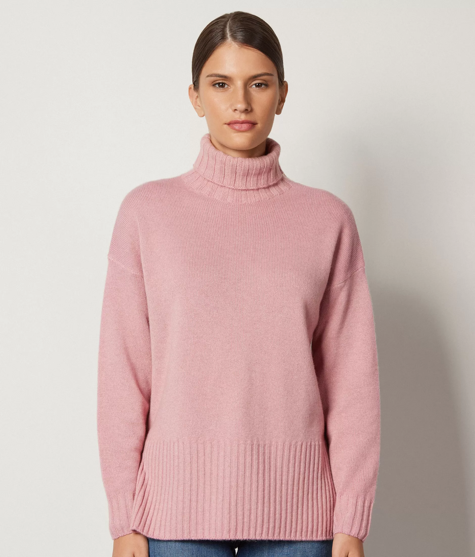 Discount Falconeri Oversized Turtleneck Sweater In Ultrasoft Cashmere pale pink -8943 - garment-dyed pink tutu