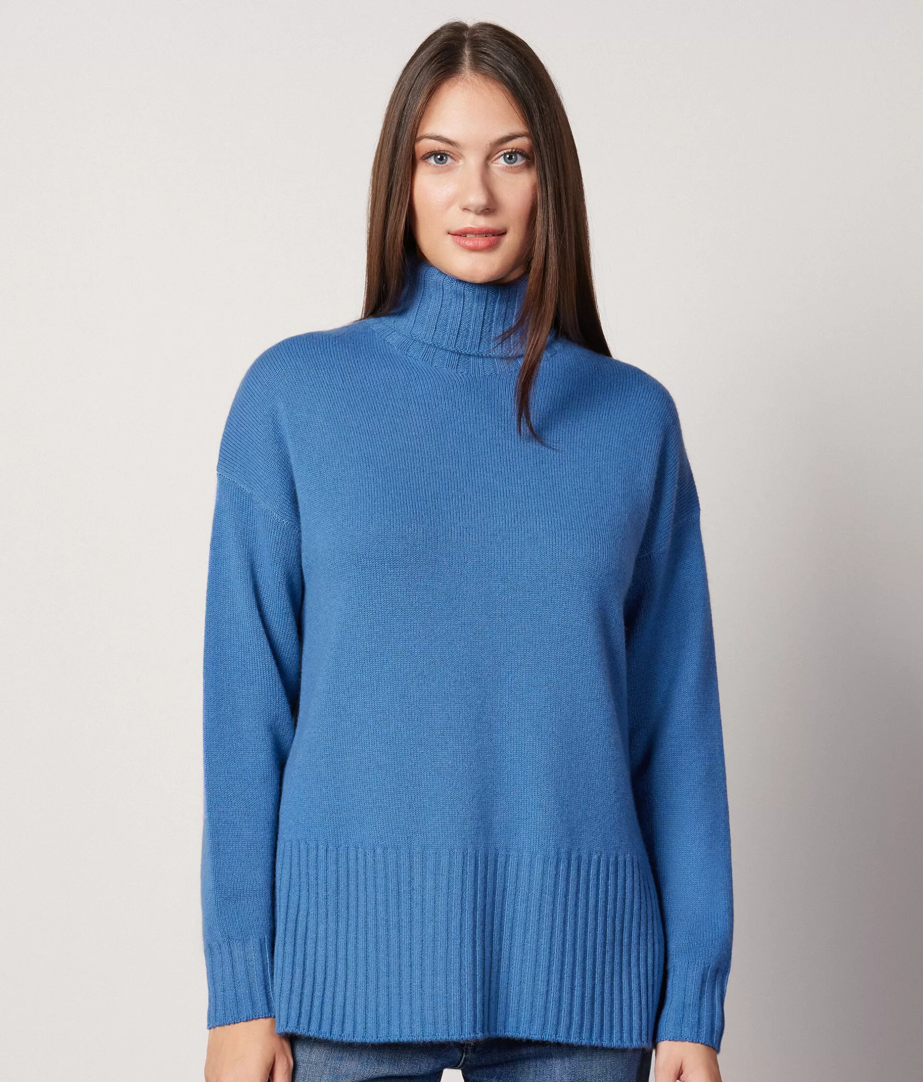 Hot Falconeri Oversized Turtleneck Sweater In Ultrasoft Cashmere blue -8926 - garment-dyed horizon blue