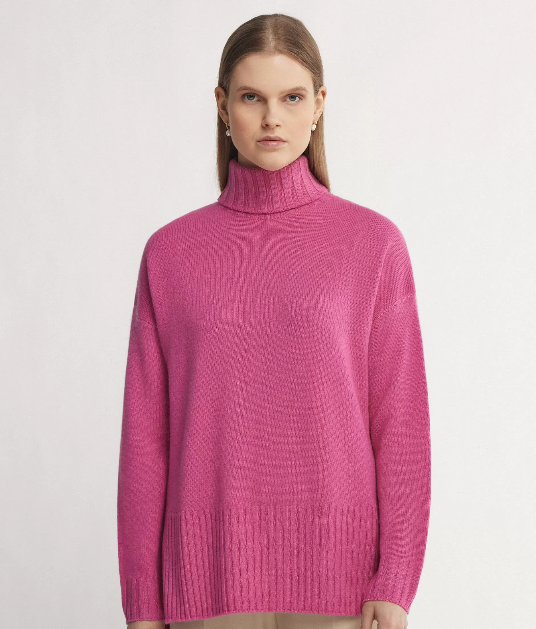 Flash Sale Falconeri Oversized Turtleneck Sweater In Ultrasoft Cashmere pink -8924 - garment-dyed rose delight