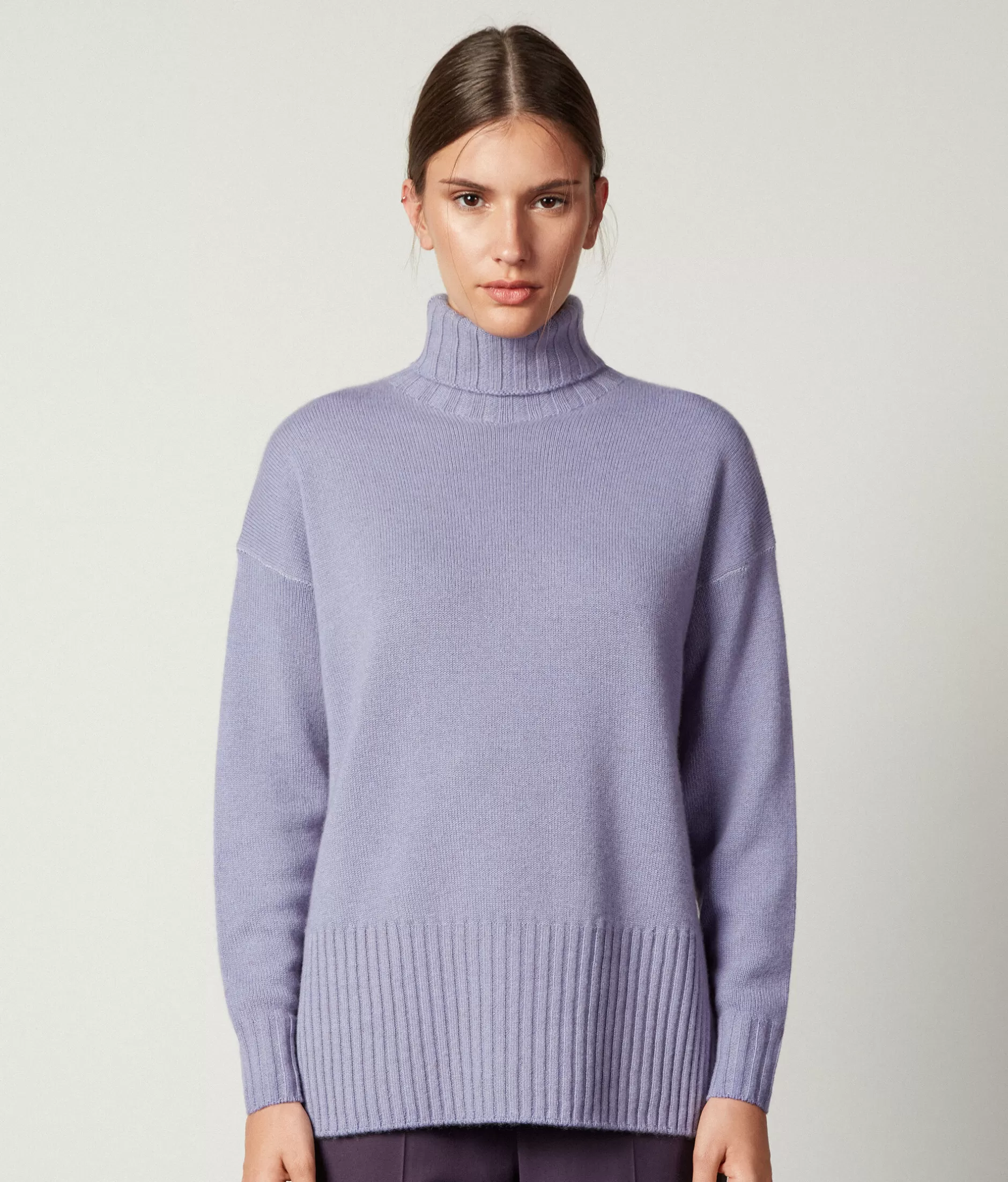 Best Sale Falconeri Oversized Turtleneck Sweater In Ultrasoft Cashmere violet -8927 - garment-dyed lilac