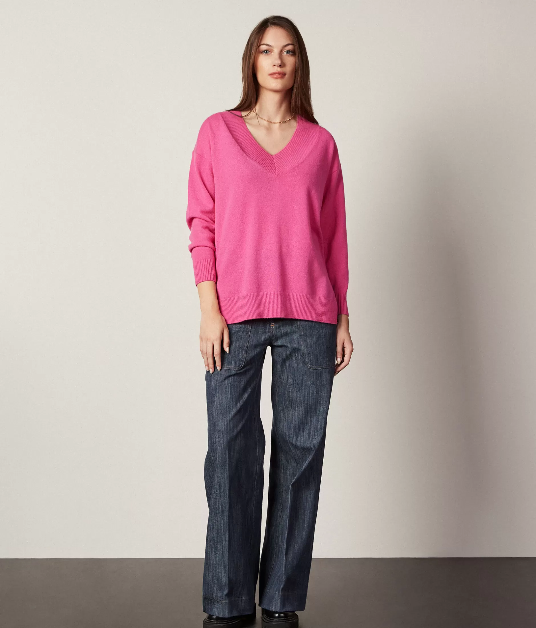 Cheap Falconeri Oversized V-Neck Sweater In Ultrasoft Cashmere pink -8921 - pink delight