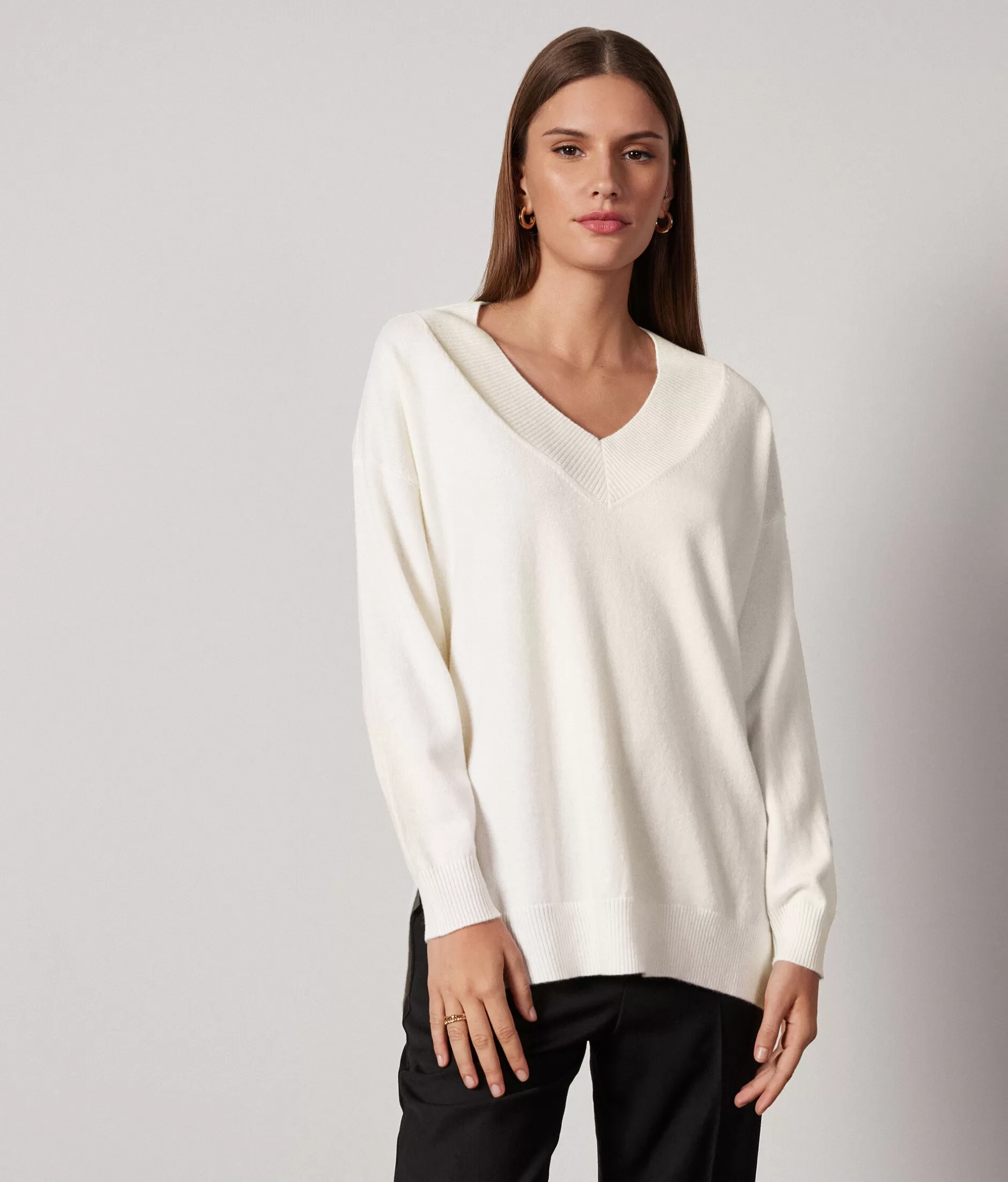 Best Falconeri Oversized V-Neck Sweater In Ultrasoft Cashmere white -