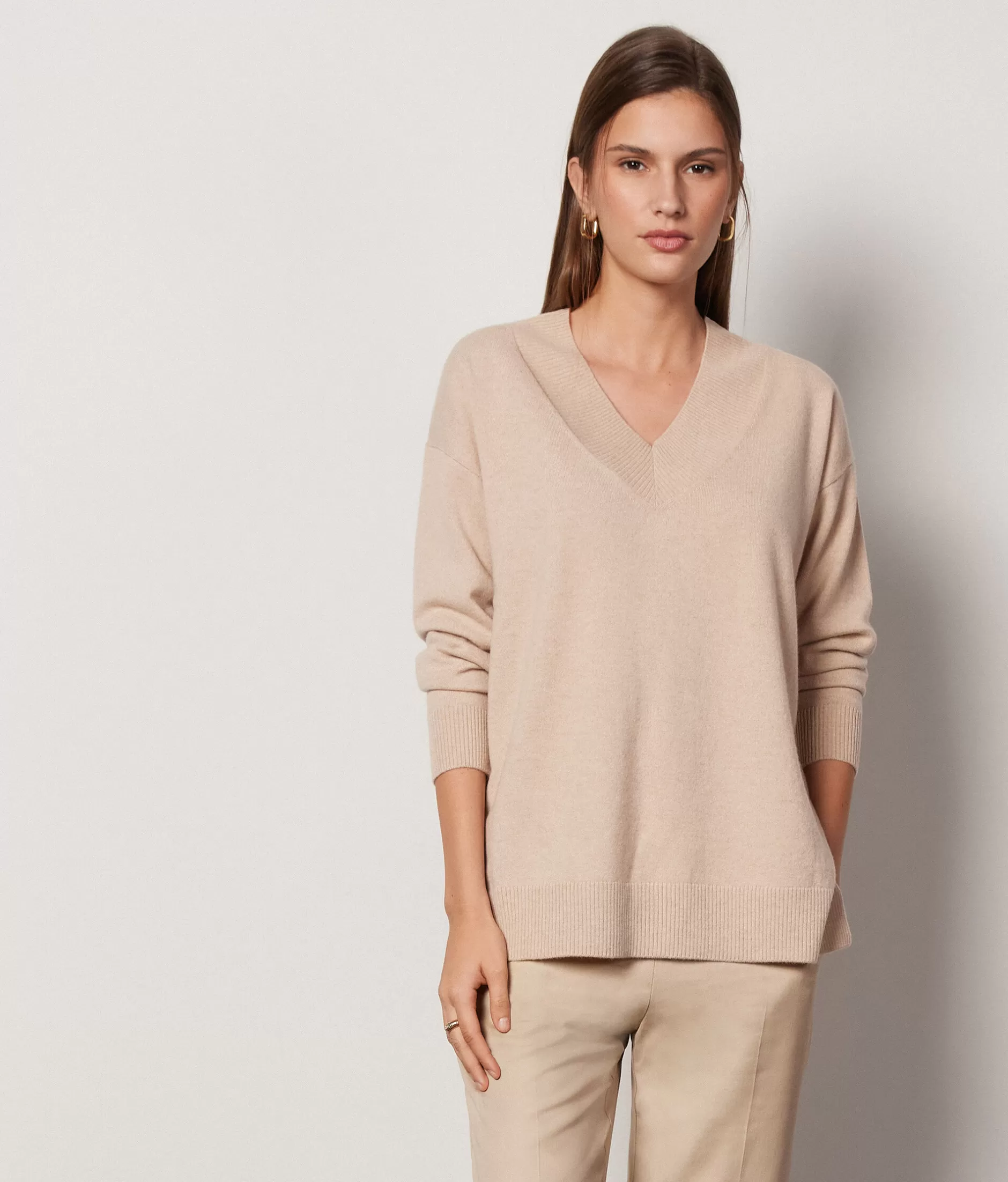 Clearance Falconeri Oversized V-Neck Sweater In Ultrasoft Cashmere natural -