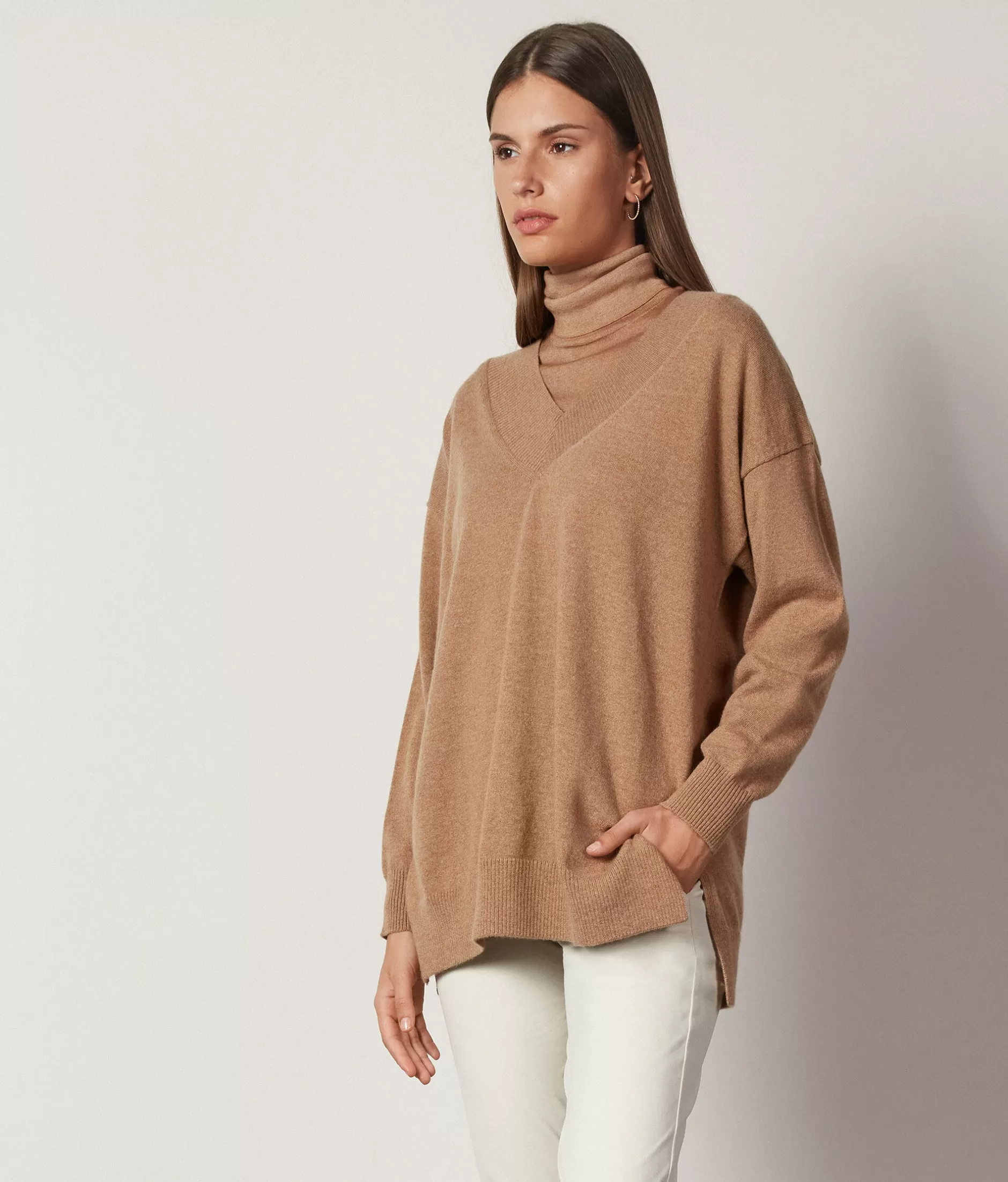 Hot Falconeri Oversized V-Neck Sweater In Ultrasoft Cashmere natural -8685 - rum