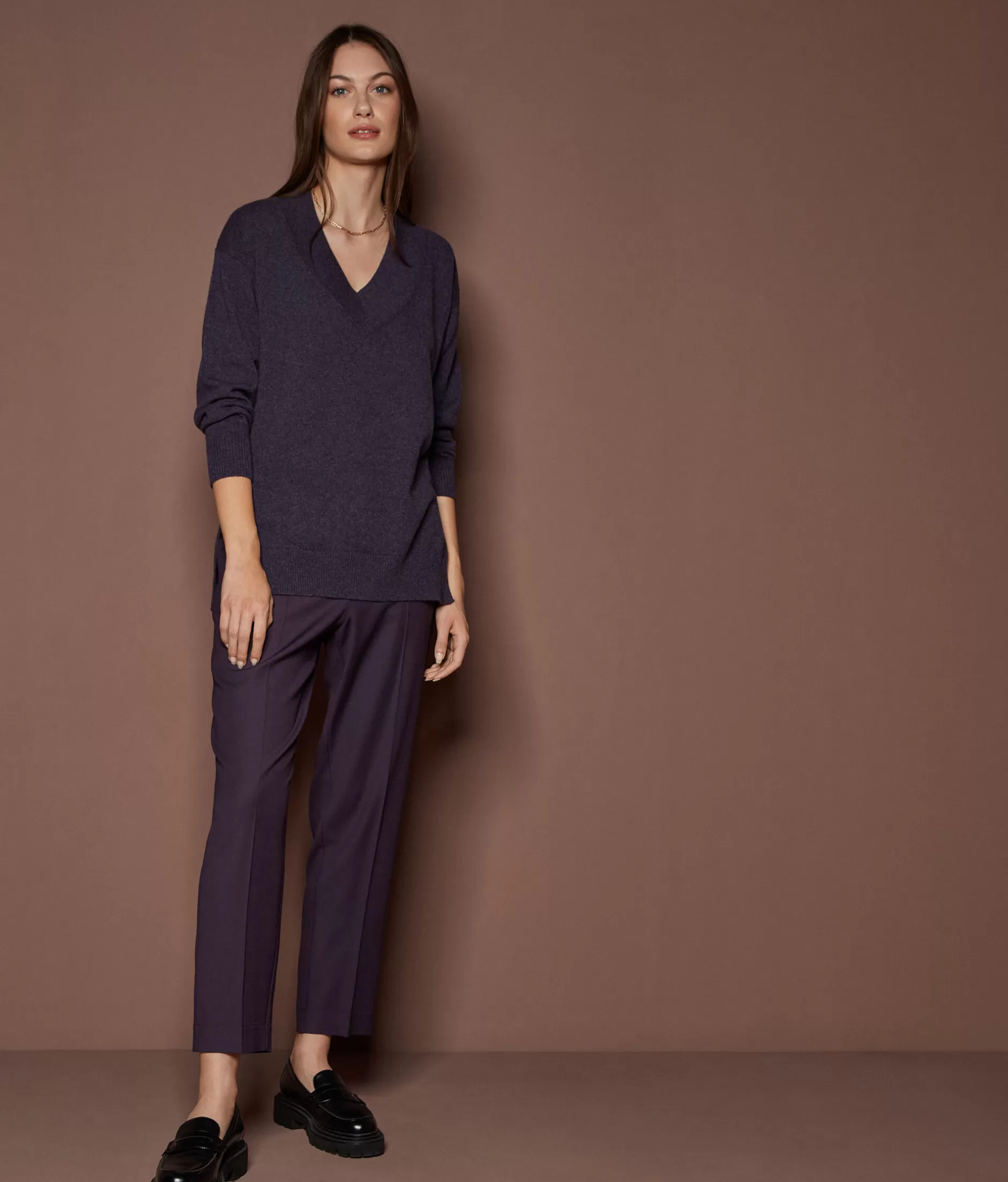 Online Falconeri Oversized V-Neck Sweater In Ultrasoft Cashmere violet -8922 - blueberry