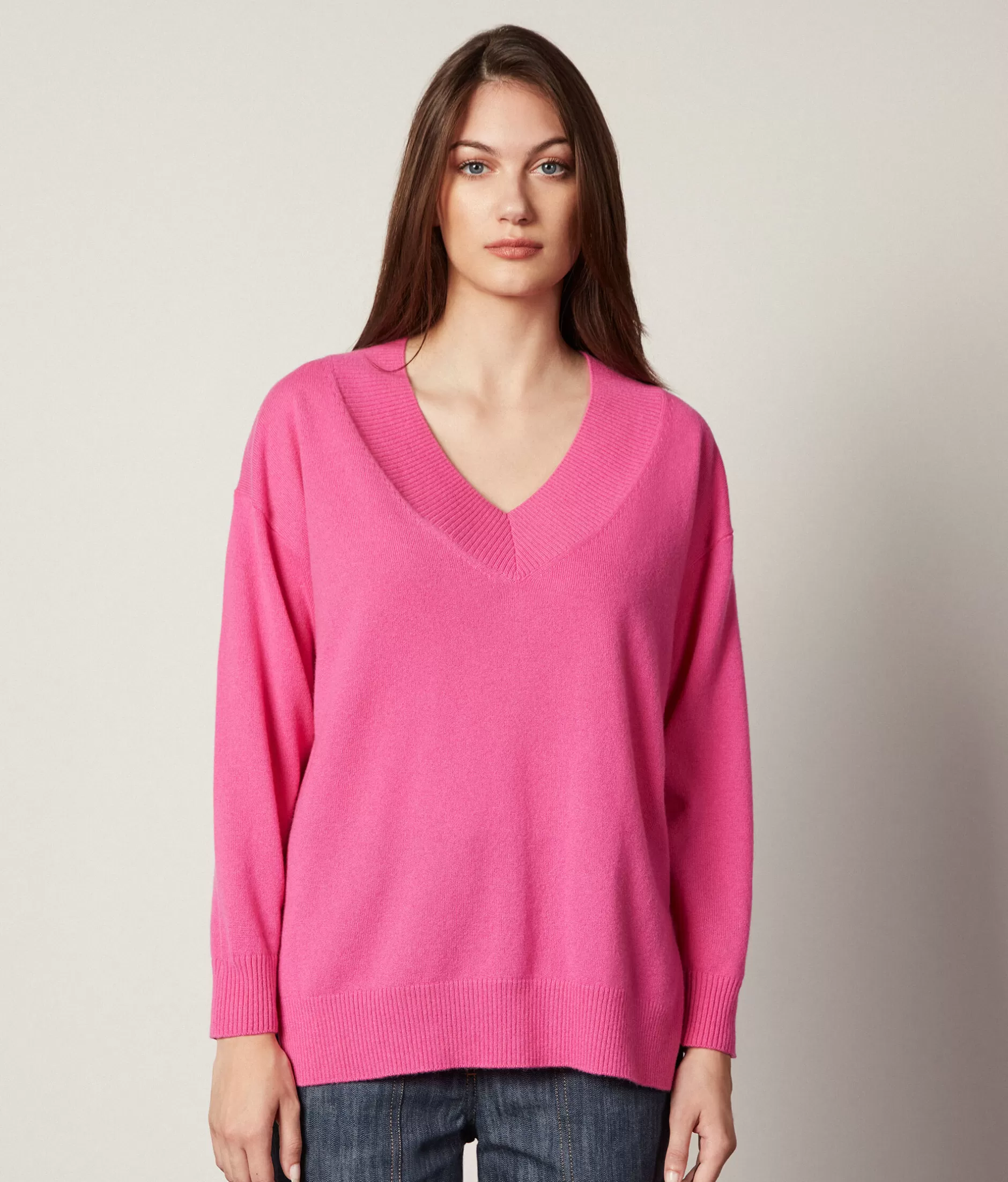 Cheap Falconeri Oversized V-Neck Sweater In Ultrasoft Cashmere pink -8921 - pink delight