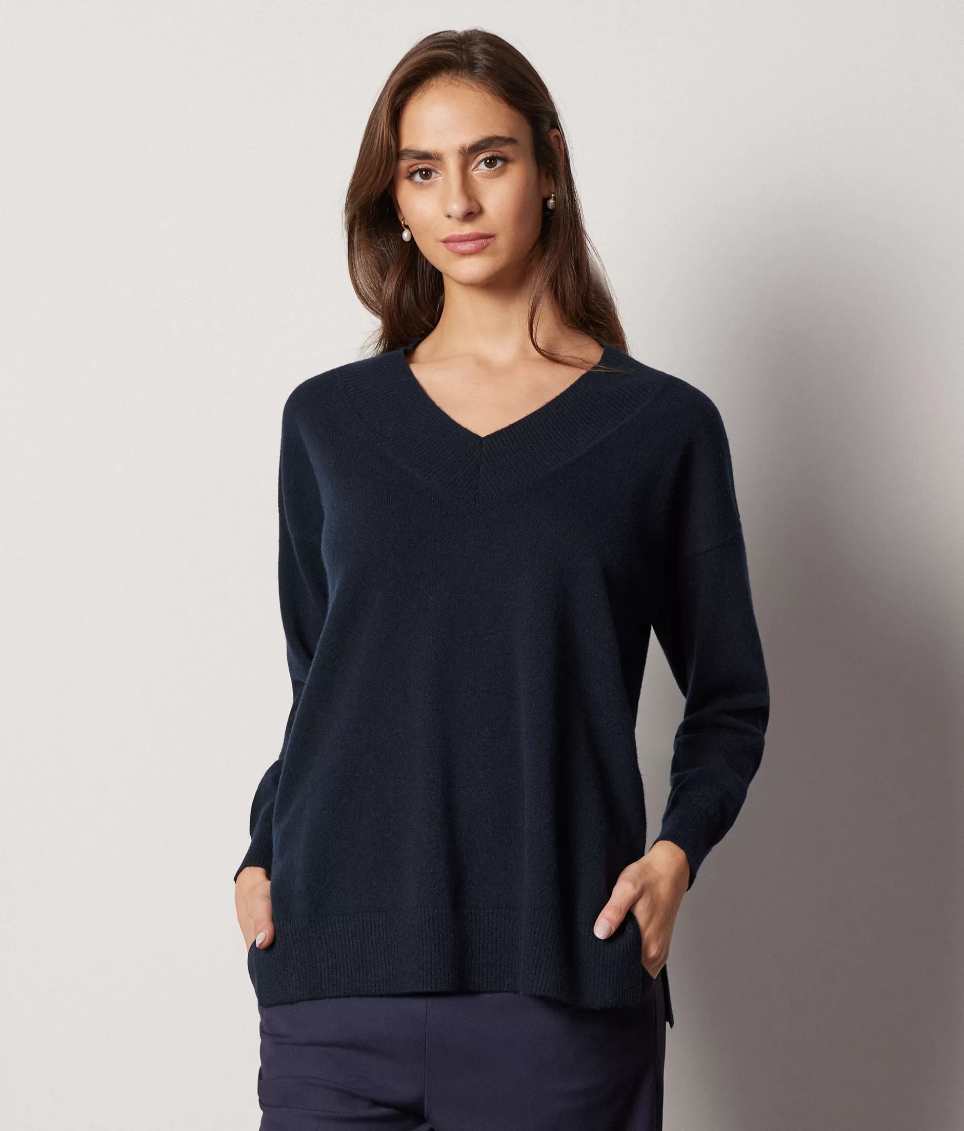 Sale Falconeri Oversized V-Neck Sweater In Ultrasoft Cashmere blue -