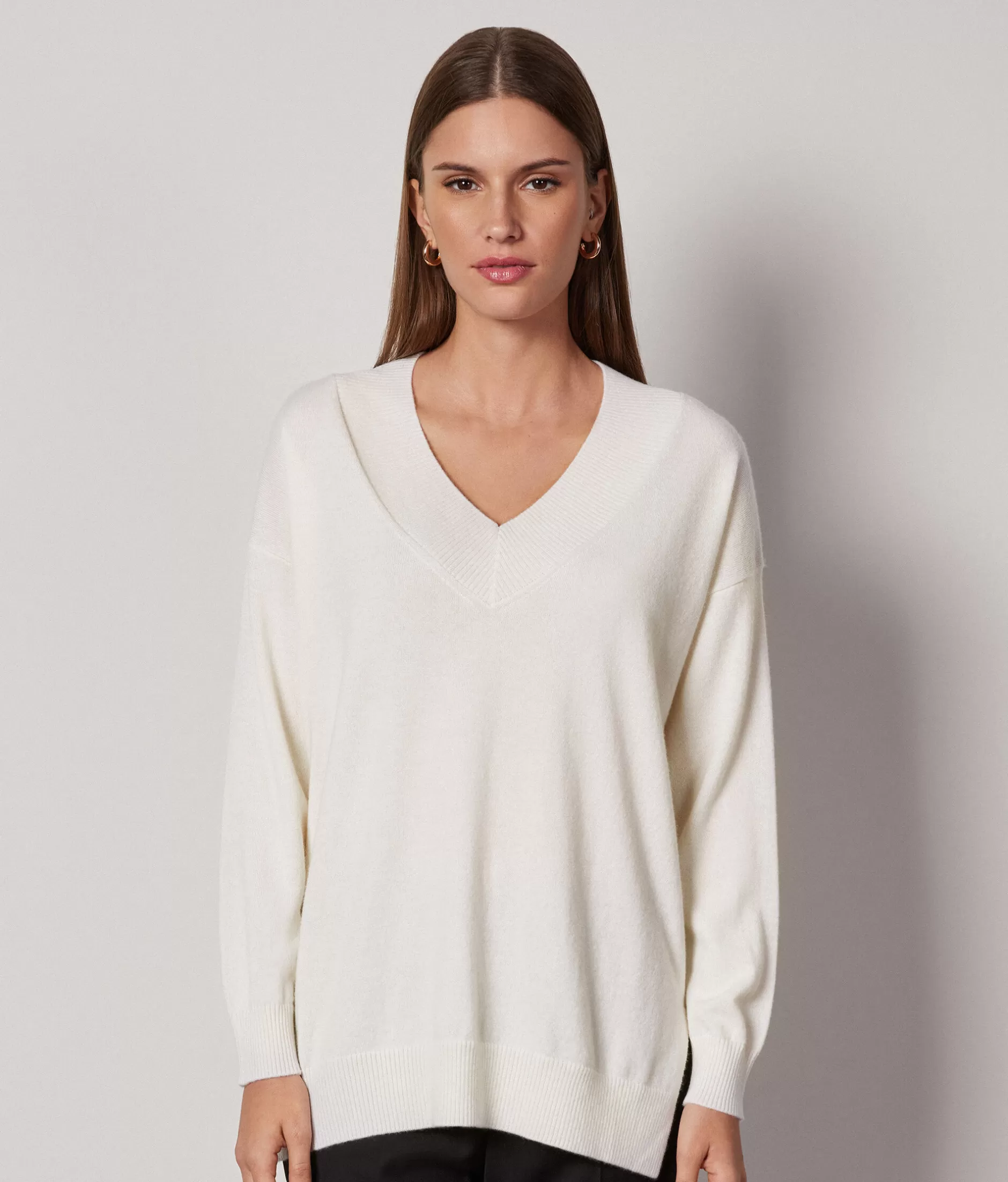 Best Falconeri Oversized V-Neck Sweater In Ultrasoft Cashmere white -