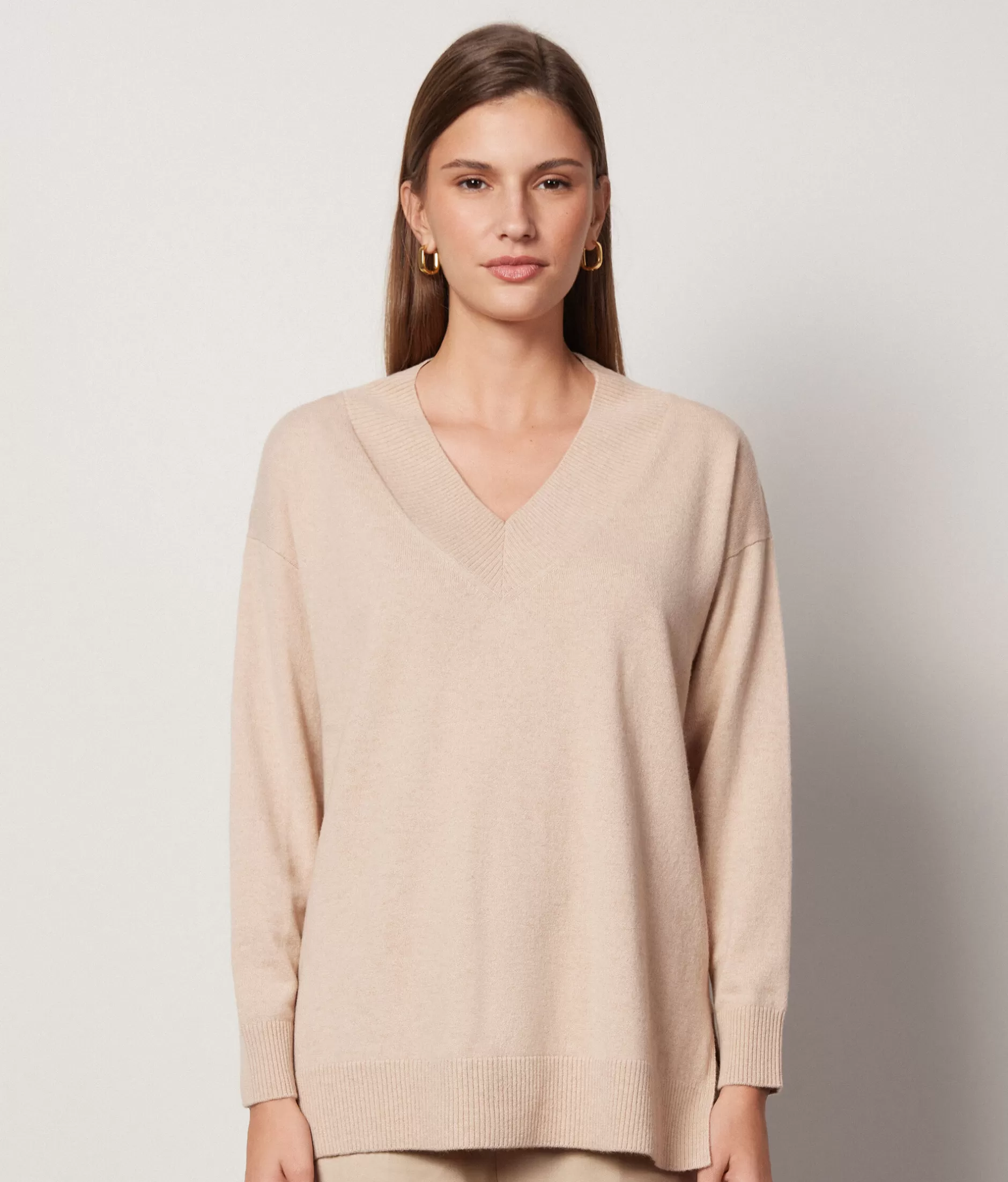 Clearance Falconeri Oversized V-Neck Sweater In Ultrasoft Cashmere natural -