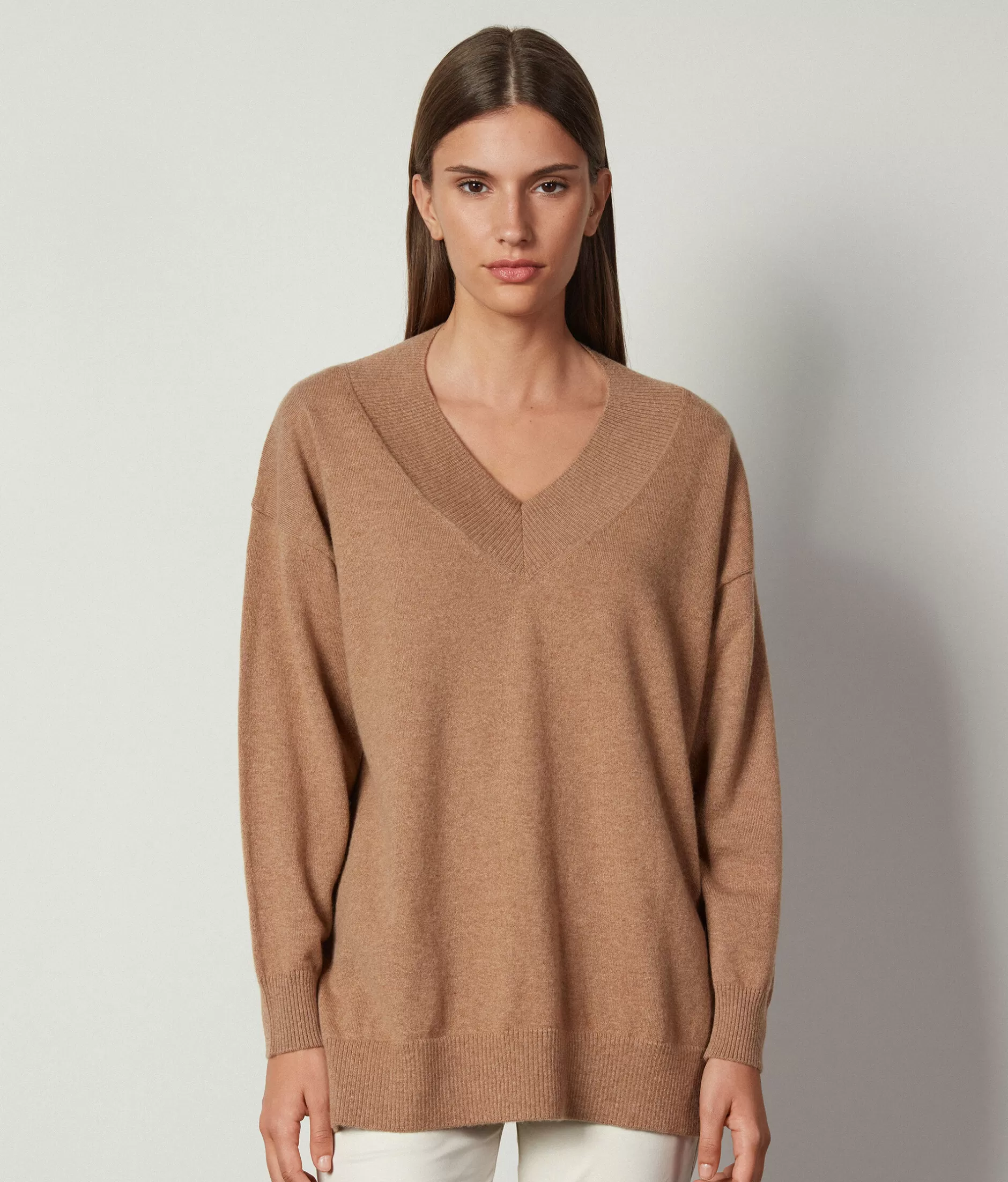 Hot Falconeri Oversized V-Neck Sweater In Ultrasoft Cashmere natural -8685 - rum