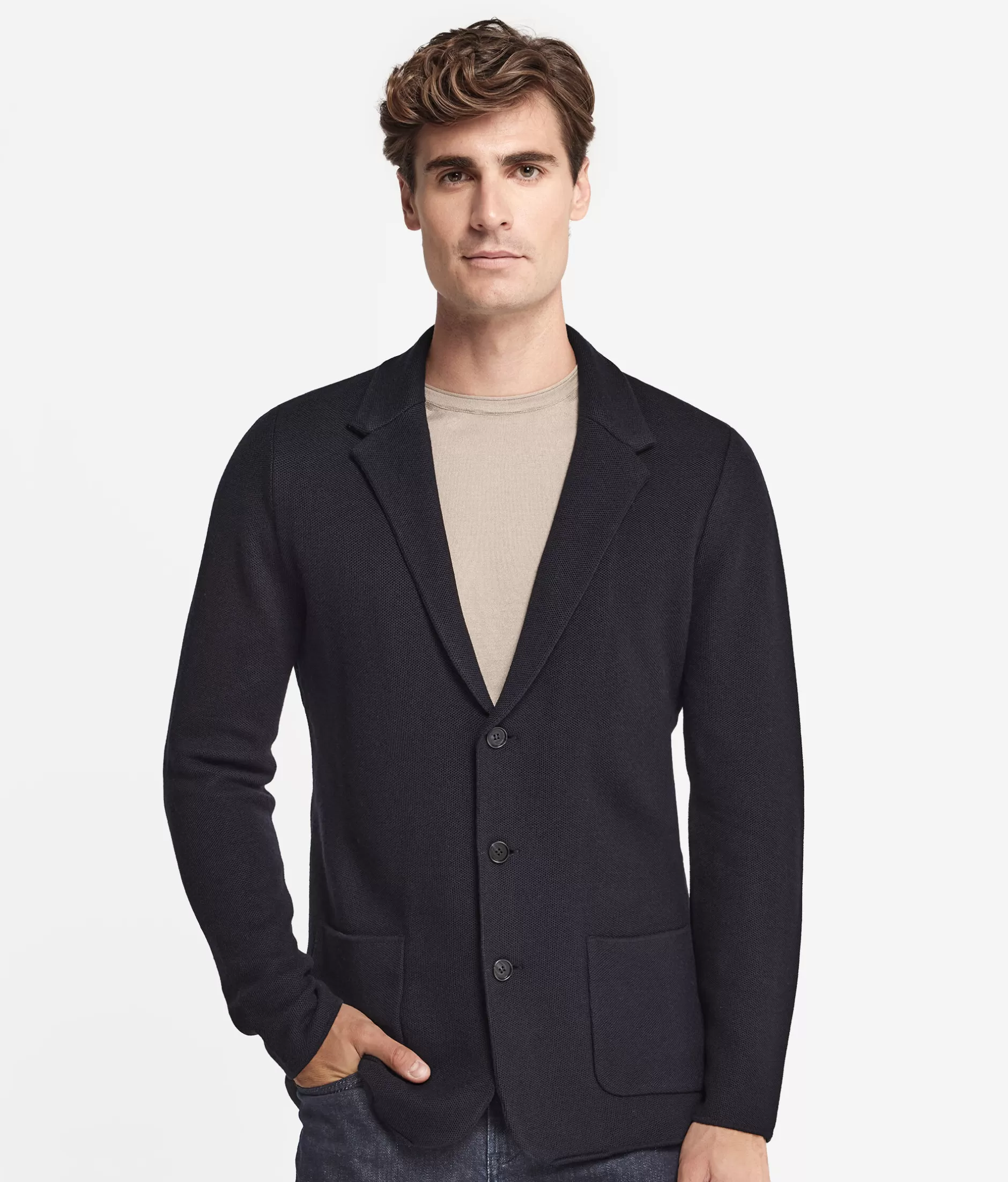 Shop Falconeri Piqué Jacket blue -9400 - navy blue