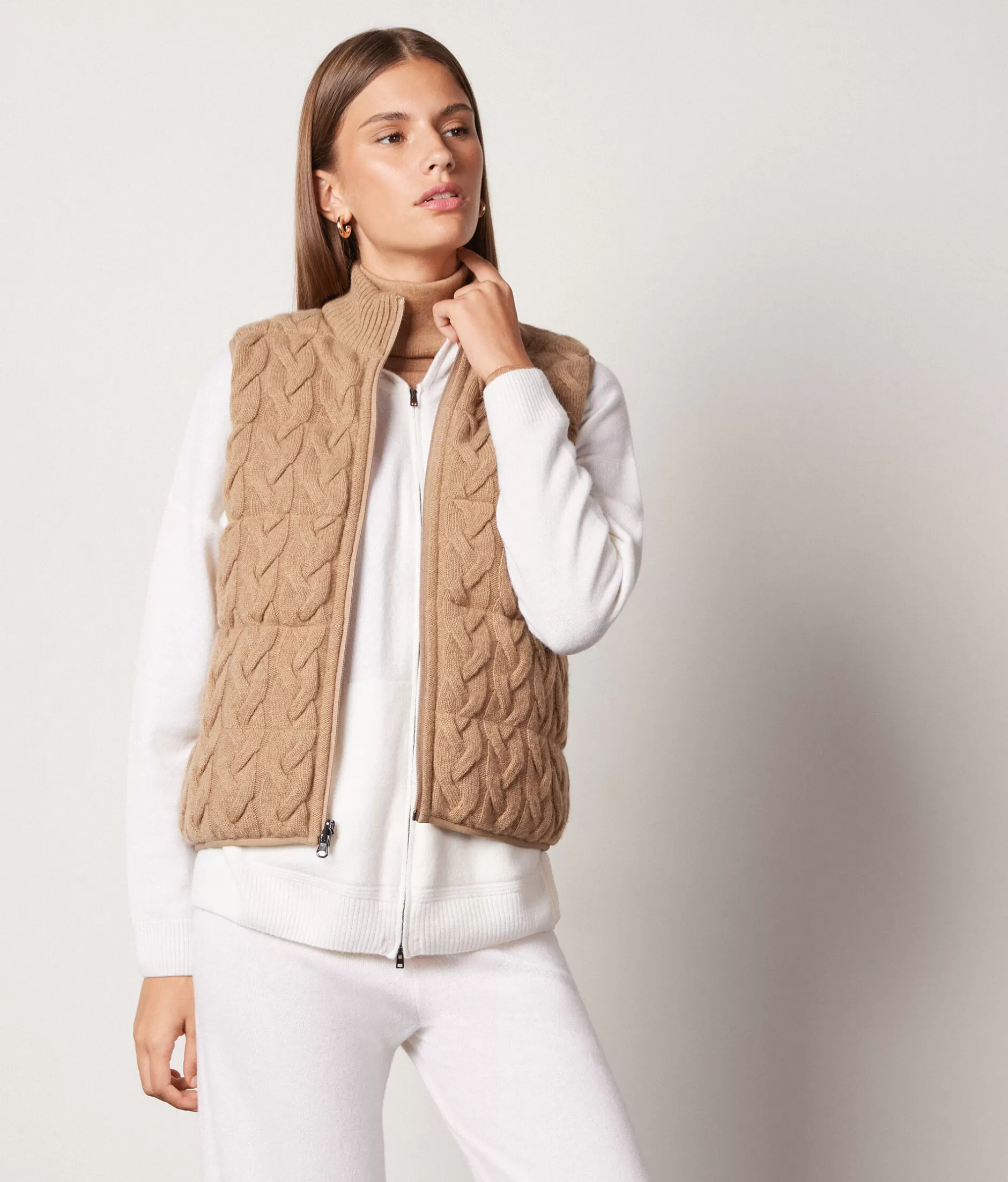 Store Falconeri Reversible Cable-Knit Quilted Vest natural -8685 - rum