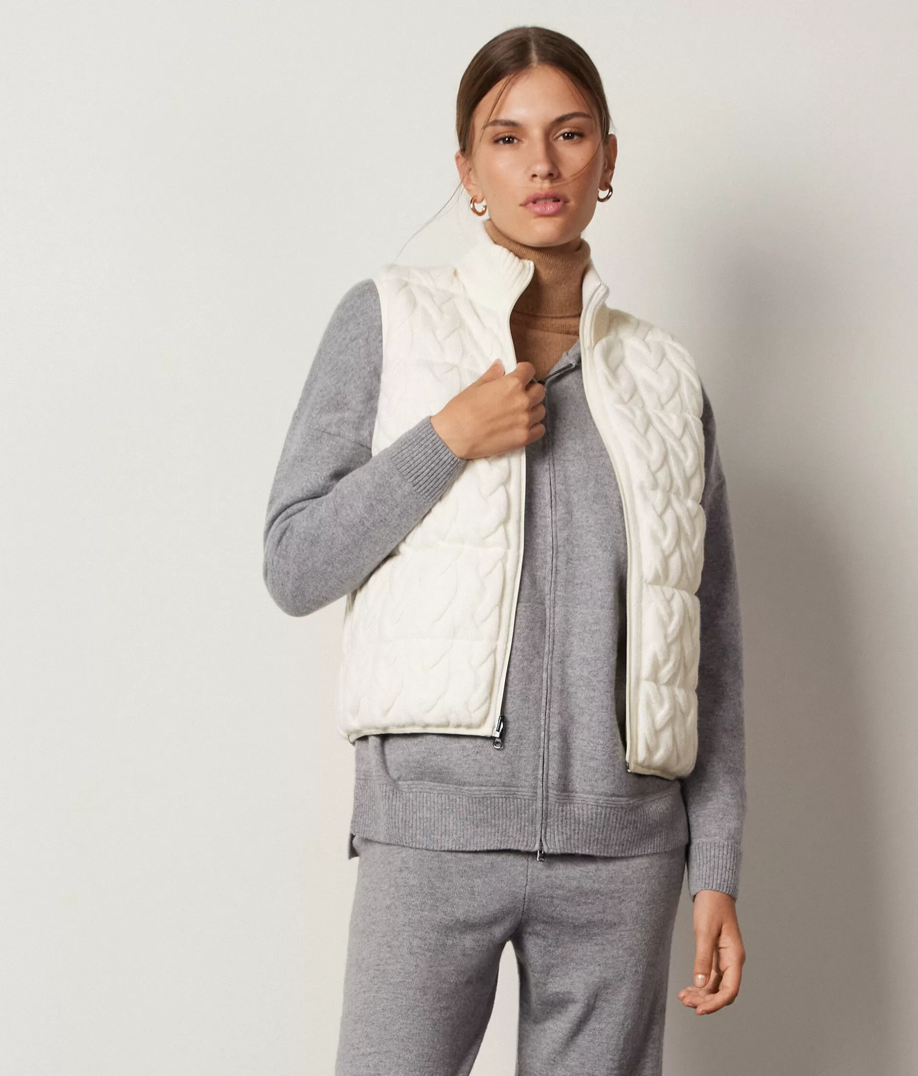 Store Falconeri Reversible Cable-Knit Quilted Vest white -8005 - bow