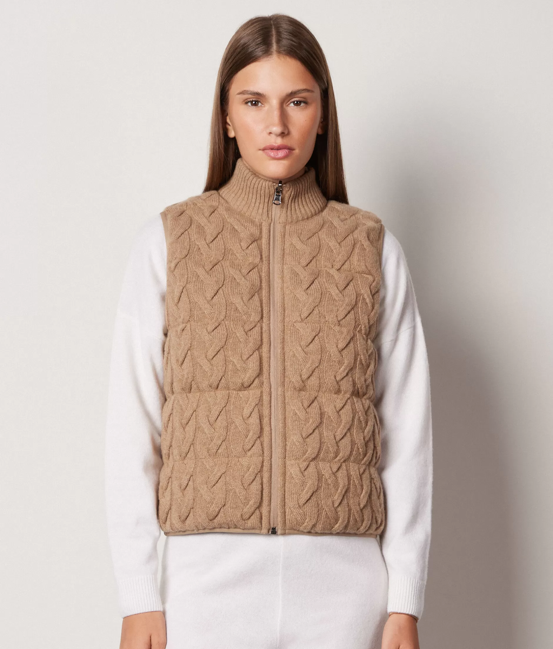 Store Falconeri Reversible Cable-Knit Quilted Vest natural -8685 - rum