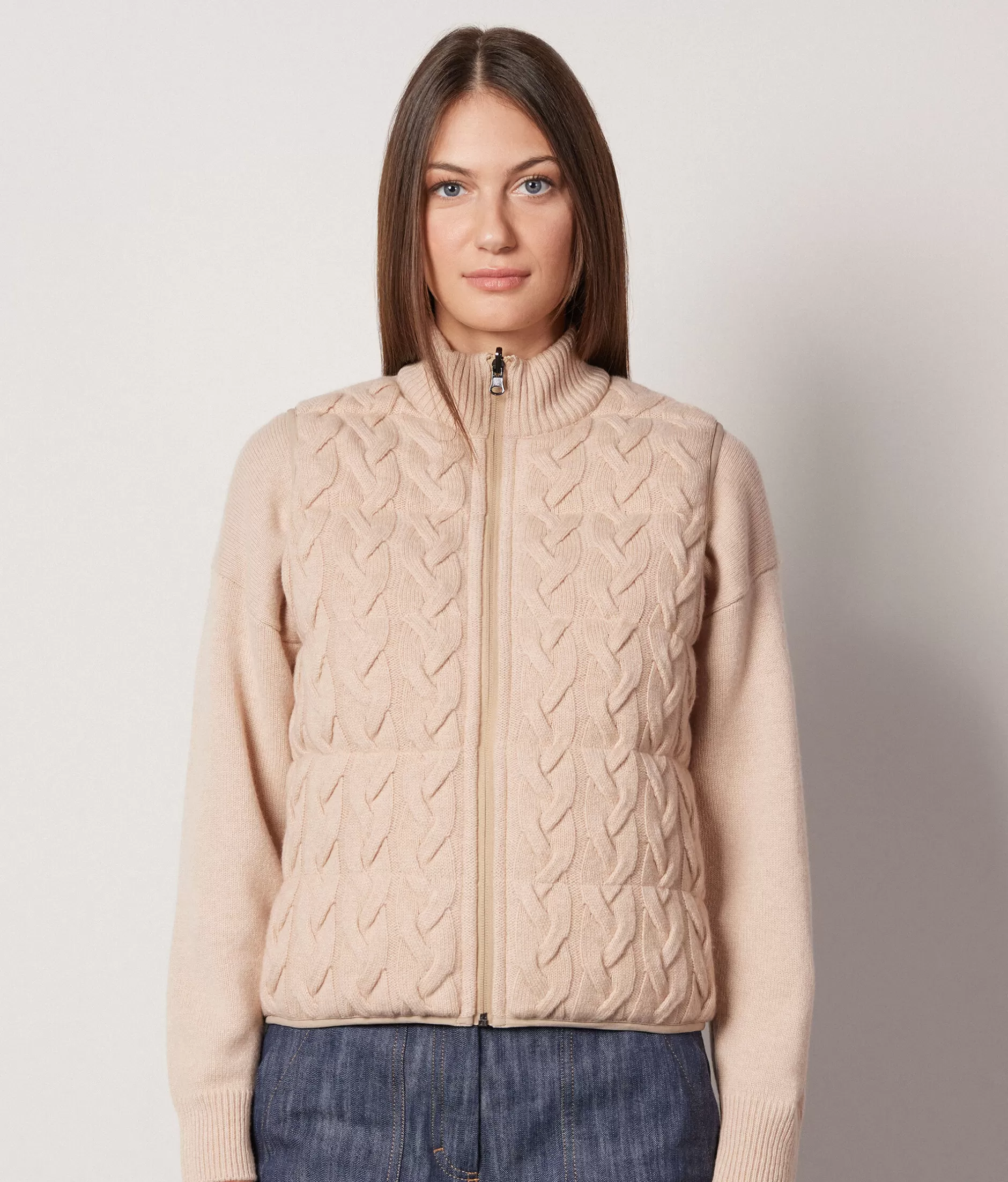 Store Falconeri Reversible Cable-Knit Quilted Vest natural -8646 - light vanilla