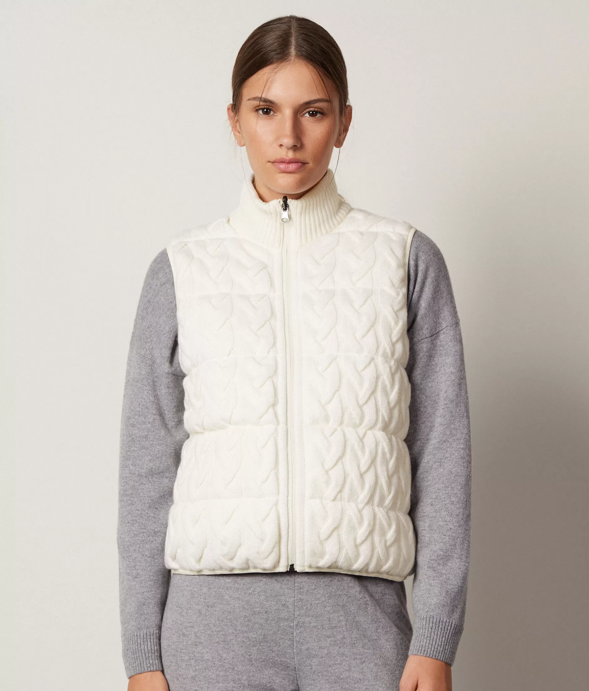 Store Falconeri Reversible Cable-Knit Quilted Vest white -8005 - bow