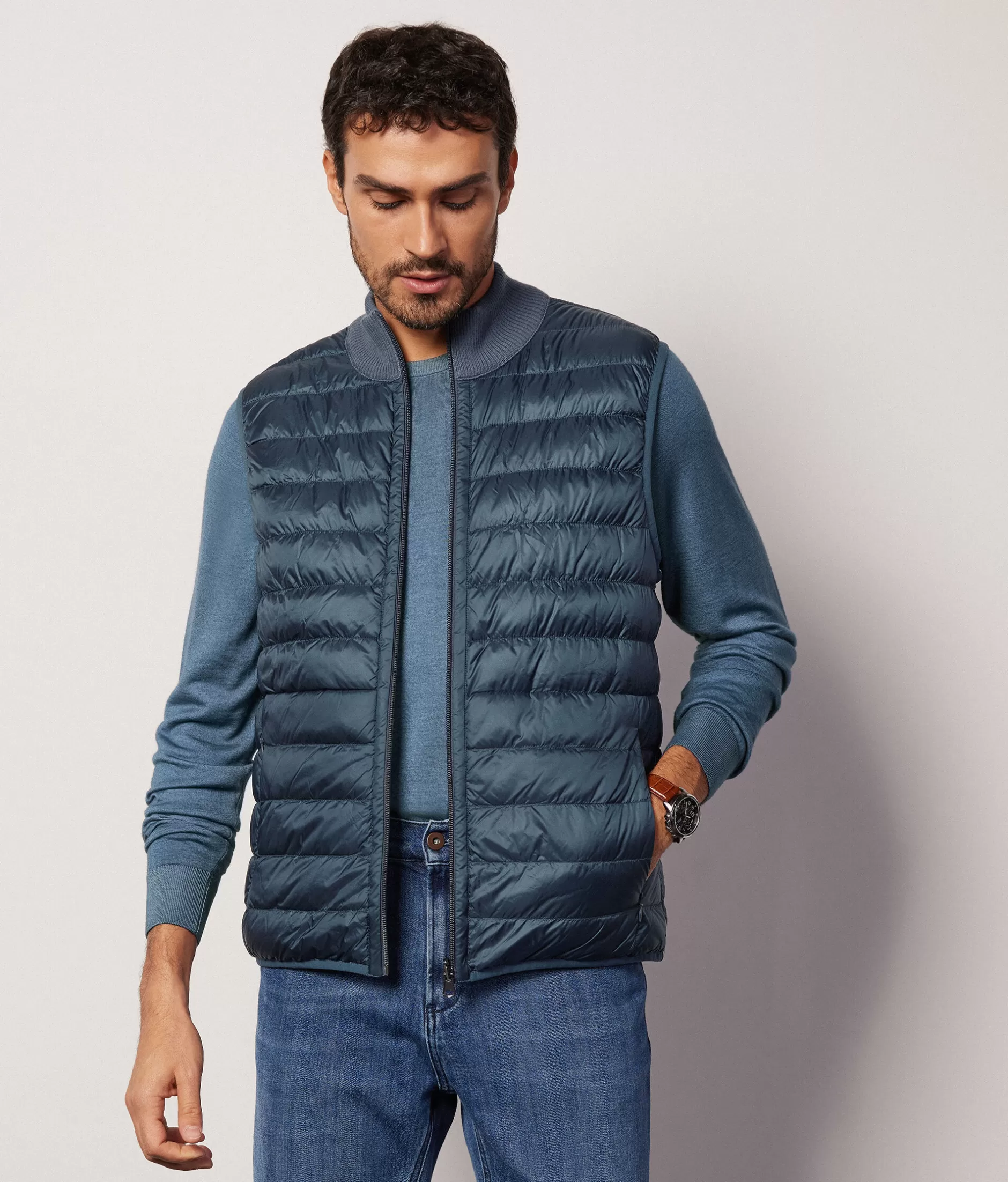 New Falconeri Reversible Cashmere Down Vest light blue -8183 - fiordaliso