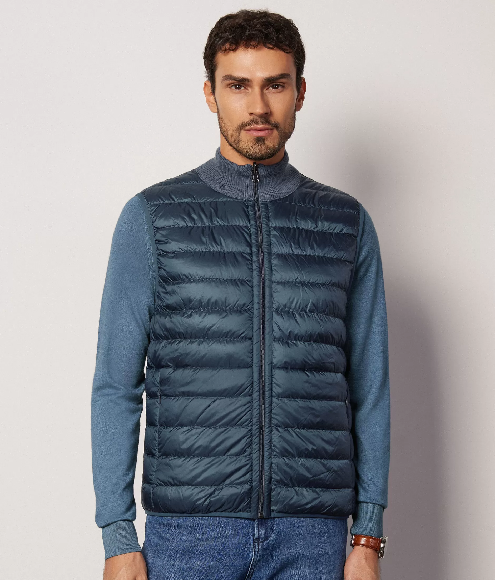 New Falconeri Reversible Cashmere Down Vest light blue -8183 - fiordaliso