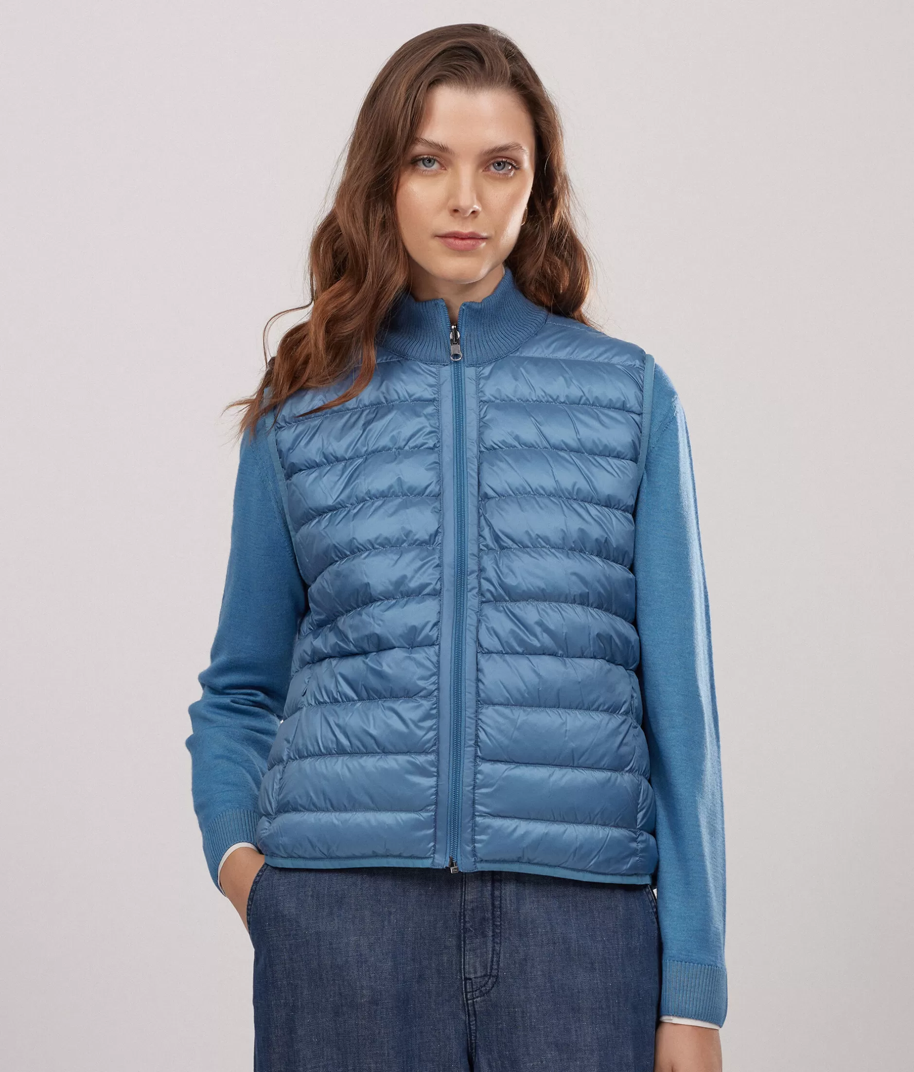 Hot Falconeri Reversible Cashmere Down Vest blue -8987 - sky blue