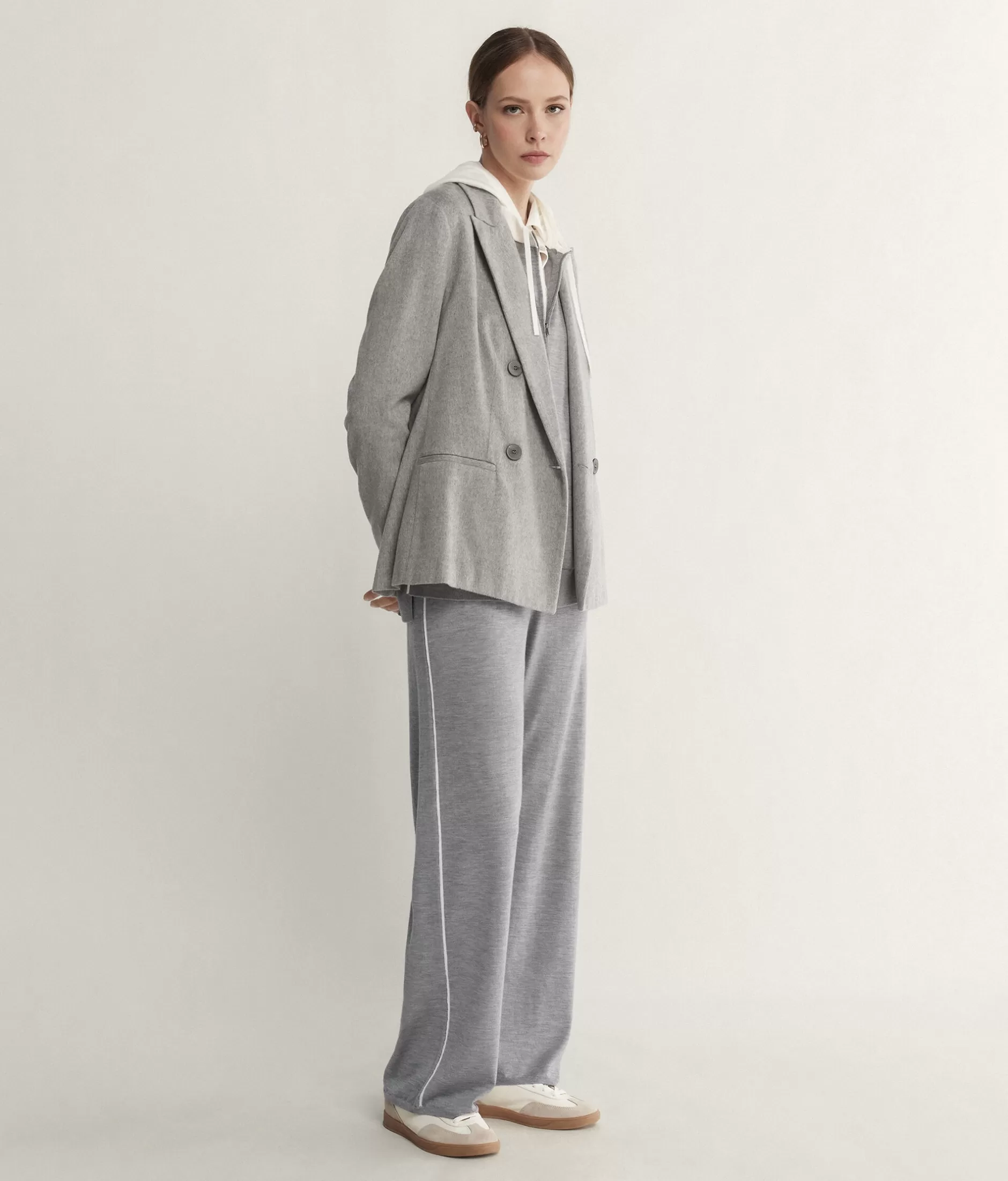 Outlet Falconeri Ribbed Cashmere Palazzo Pants grey -8984 - gray heather