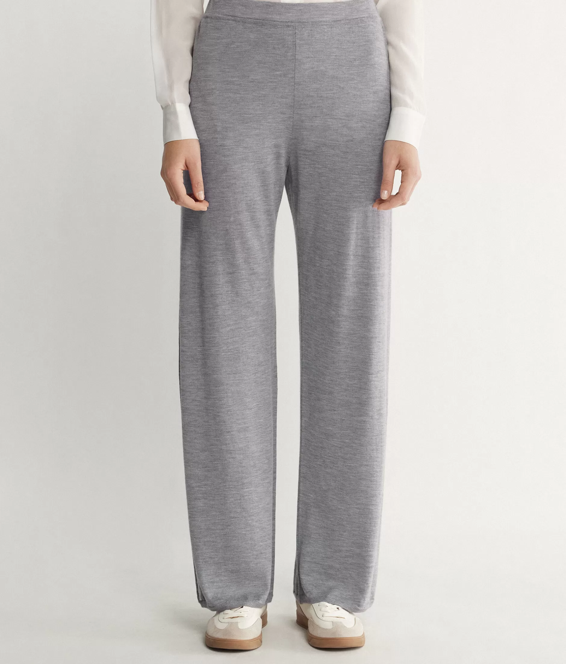 Outlet Falconeri Ribbed Cashmere Palazzo Pants grey -8984 - gray heather