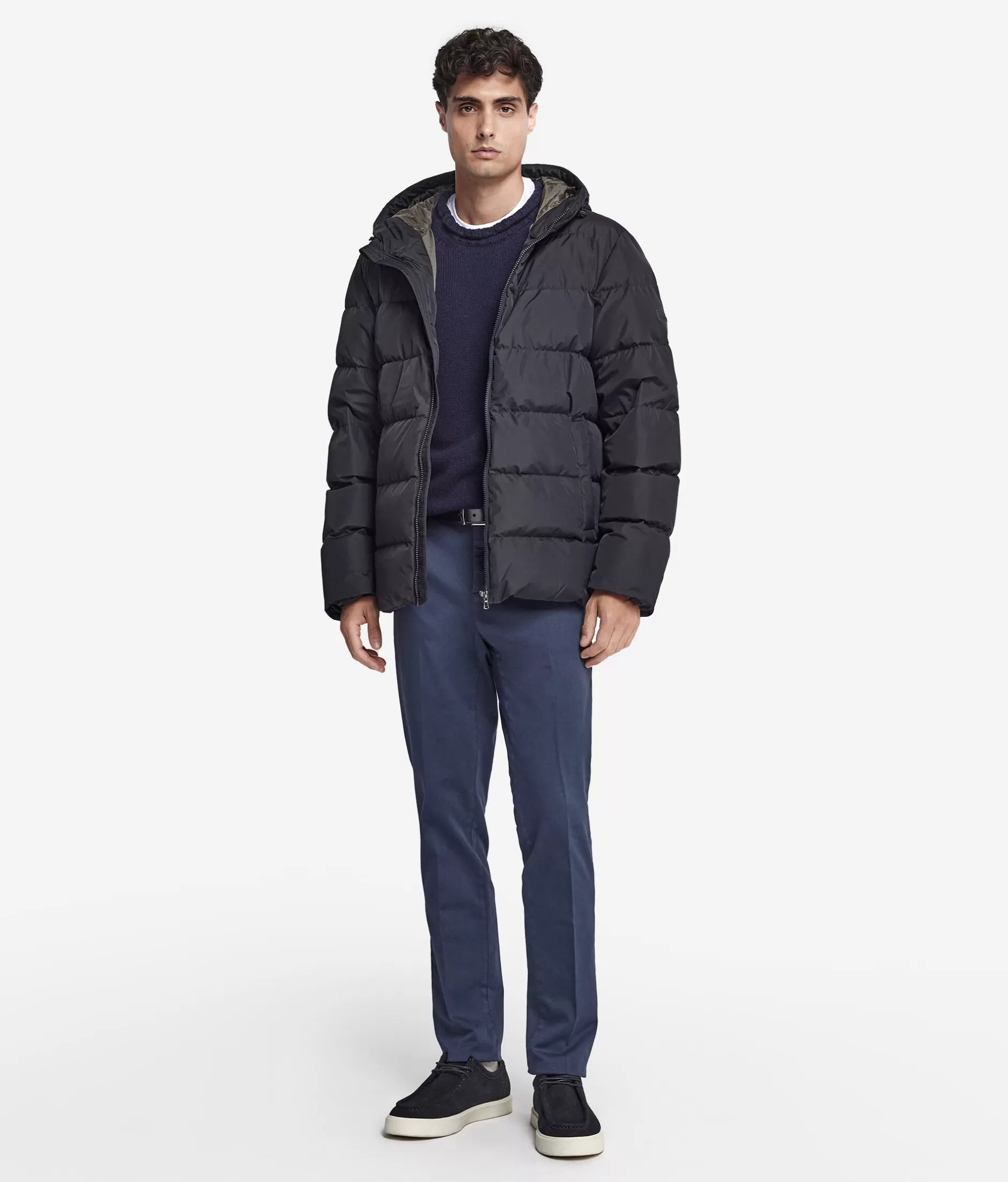 Best Falconeri Short Quilted Jacket With Hood And Cashmere Inner Lining blue -9056 - blu notte