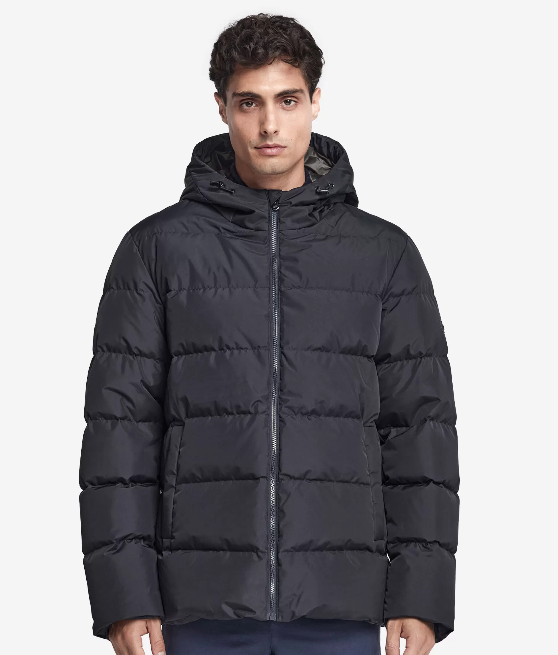 Best Falconeri Short Quilted Jacket With Hood And Cashmere Inner Lining blue -9056 - blu notte