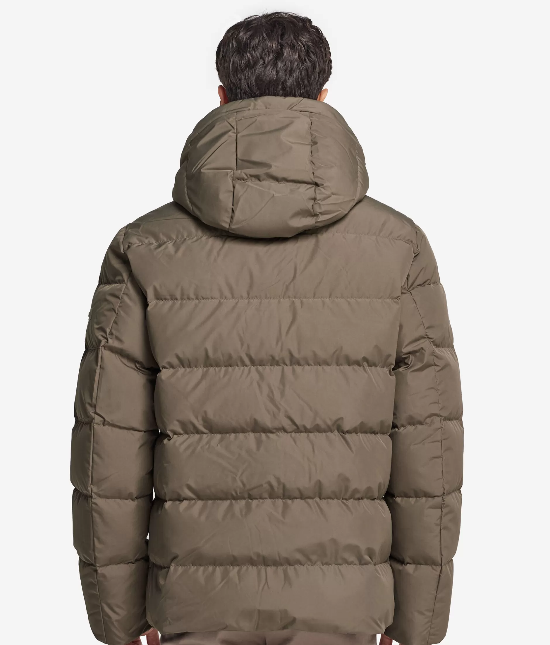 Shop Falconeri Short Quilted Jacket With Hood And Cashmere Inner Lining brown -9053 - putty