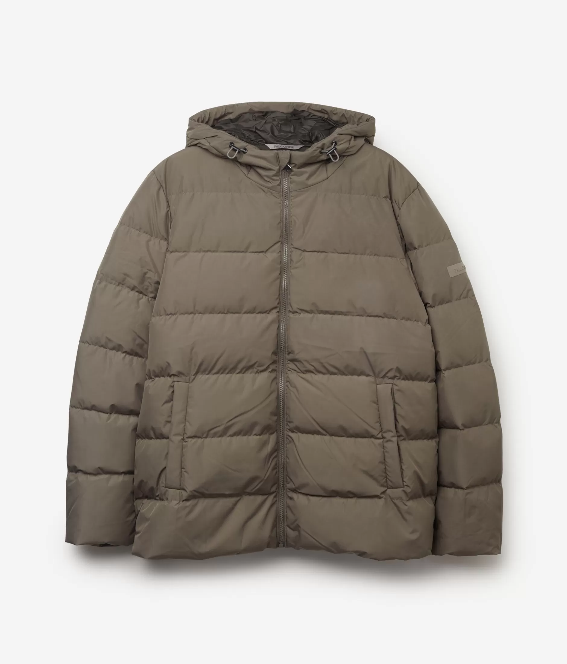 Shop Falconeri Short Quilted Jacket With Hood And Cashmere Inner Lining brown -9053 - putty