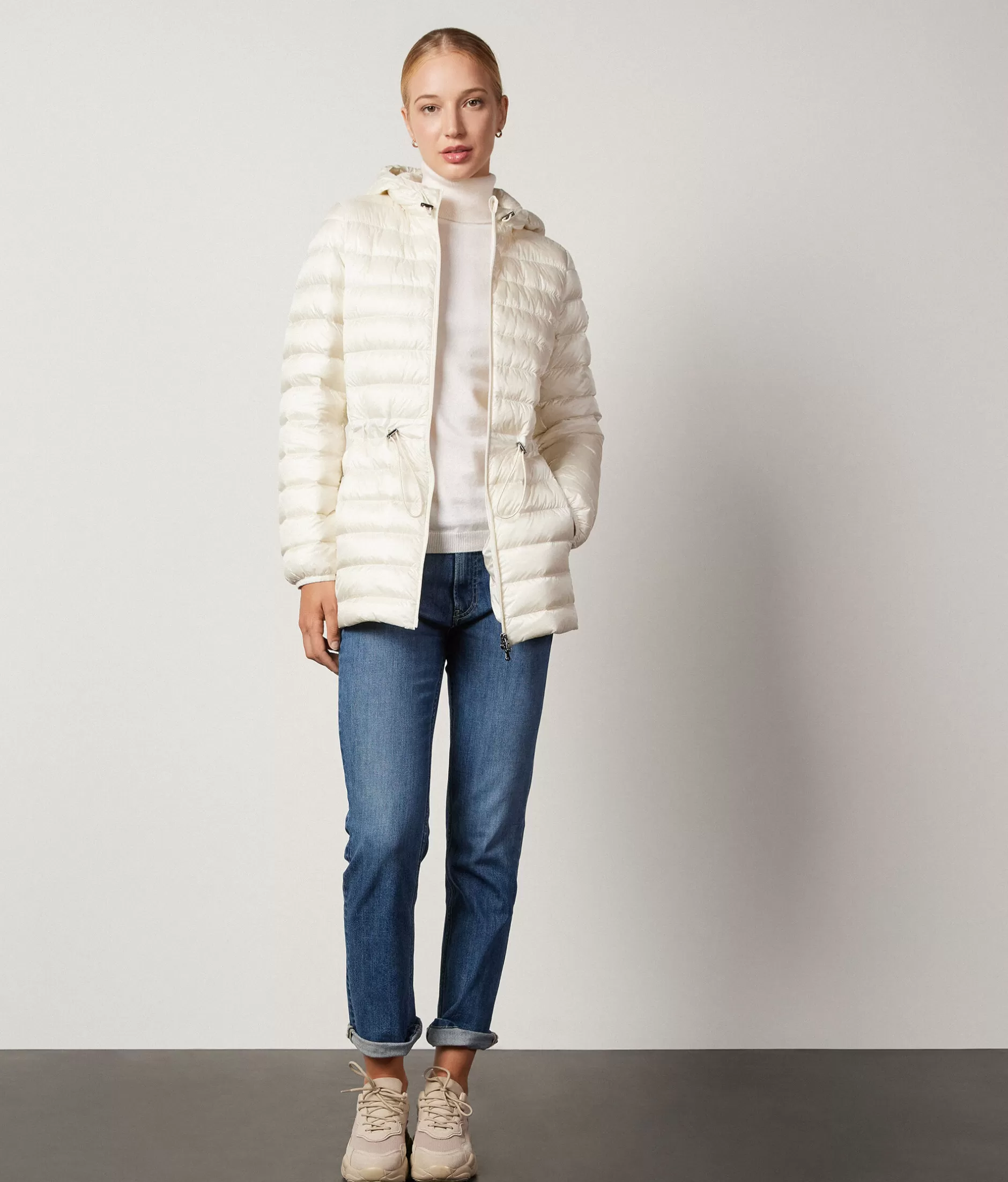 Best Sale Falconeri Short Quilted Jacket With Hood And Drawstring white -8005 - bow