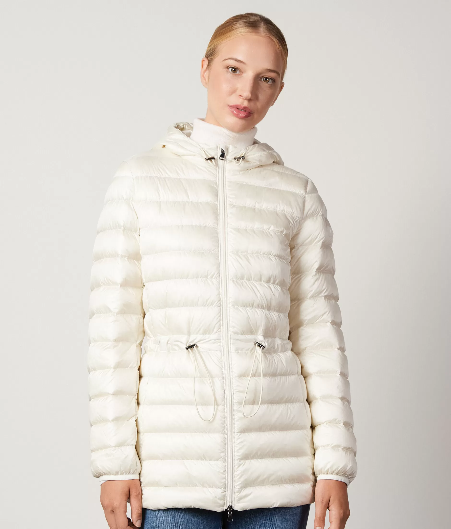 Best Sale Falconeri Short Quilted Jacket With Hood And Drawstring white -8005 - bow