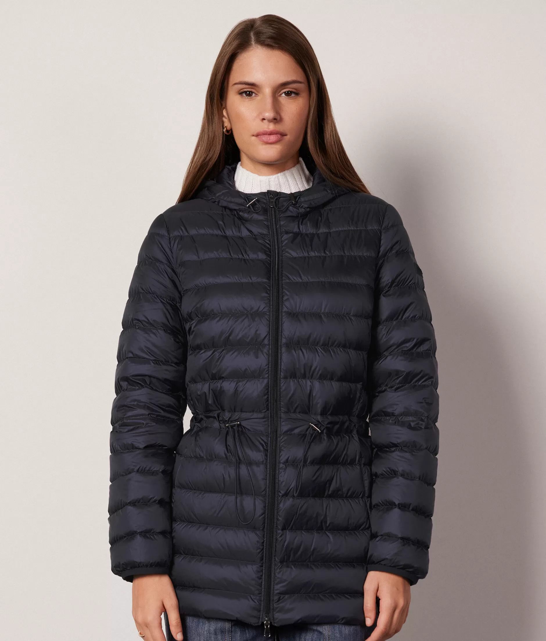 Discount Falconeri Short Quilted Jacket With Hood And Drawstring blue -9400 - navy blue