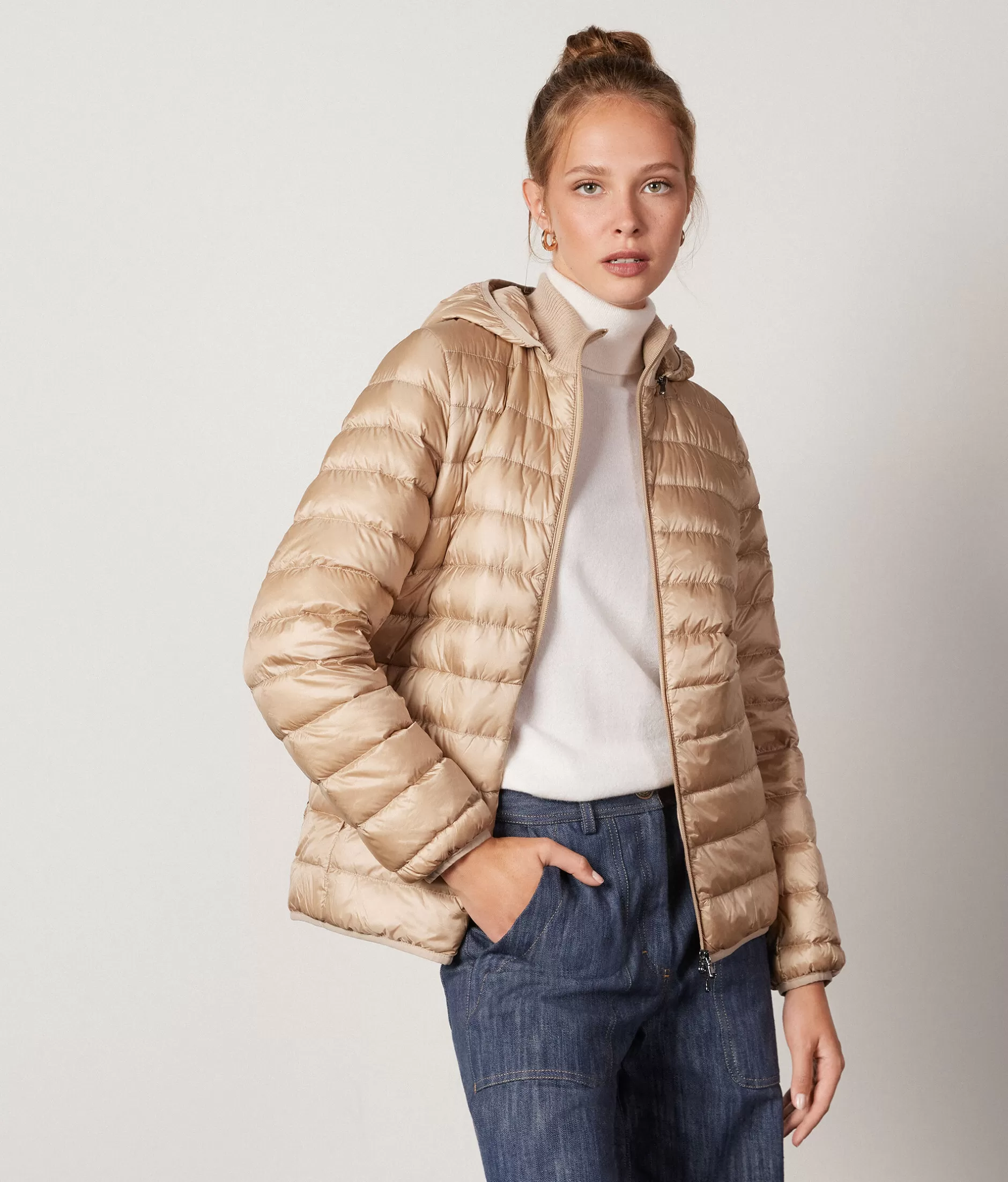 Hot Falconeri Short Quilted Jacket With Removable Hood natural -8646 - light vanilla