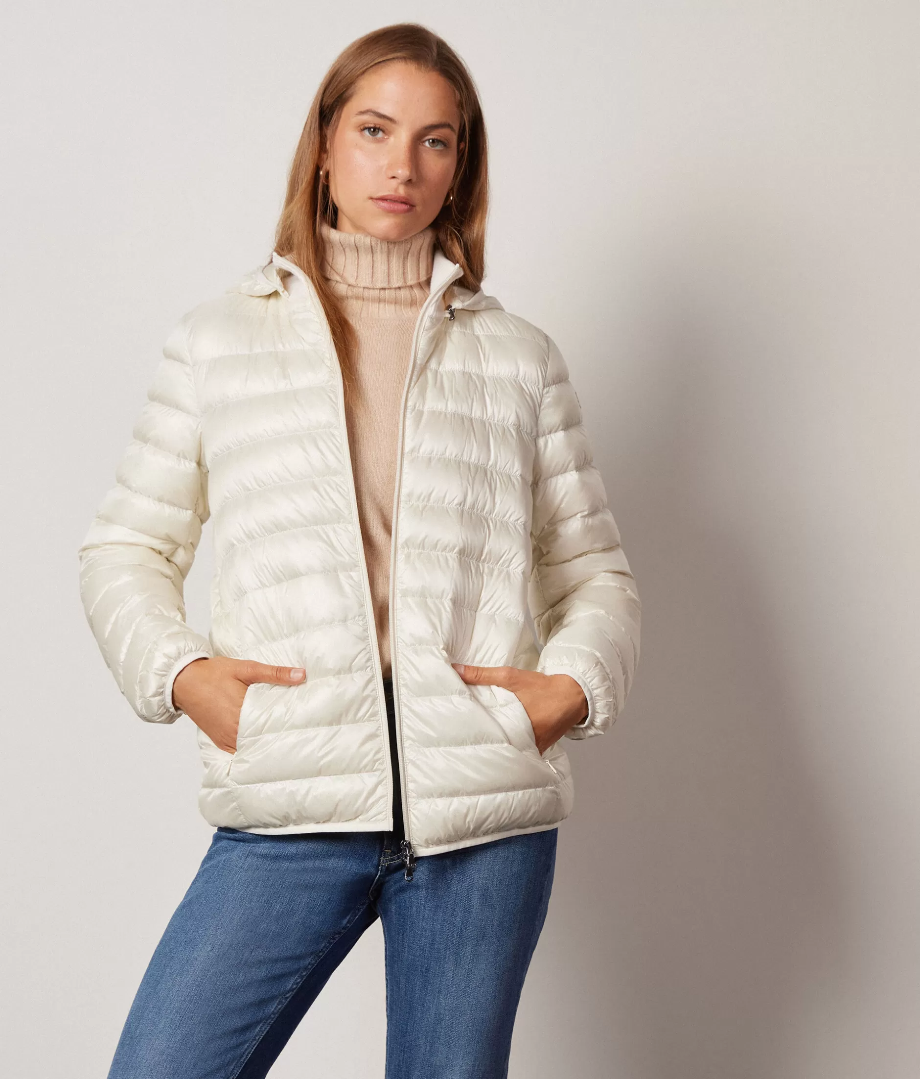 Discount Falconeri Short Quilted Jacket With Removable Hood white -8005 - bow