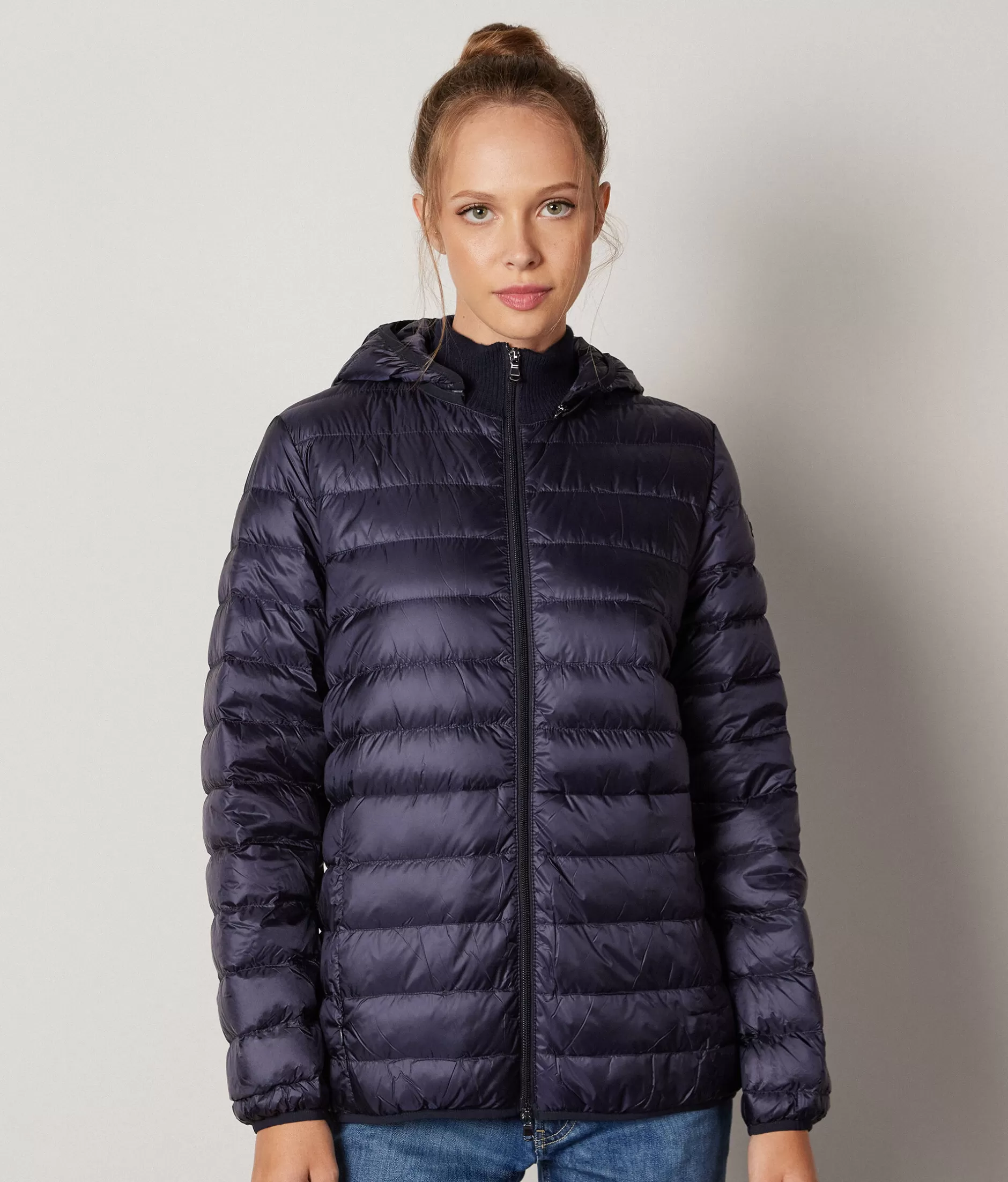 Fashion Falconeri Short Quilted Jacket With Removable Hood blue -9400 - navy blue