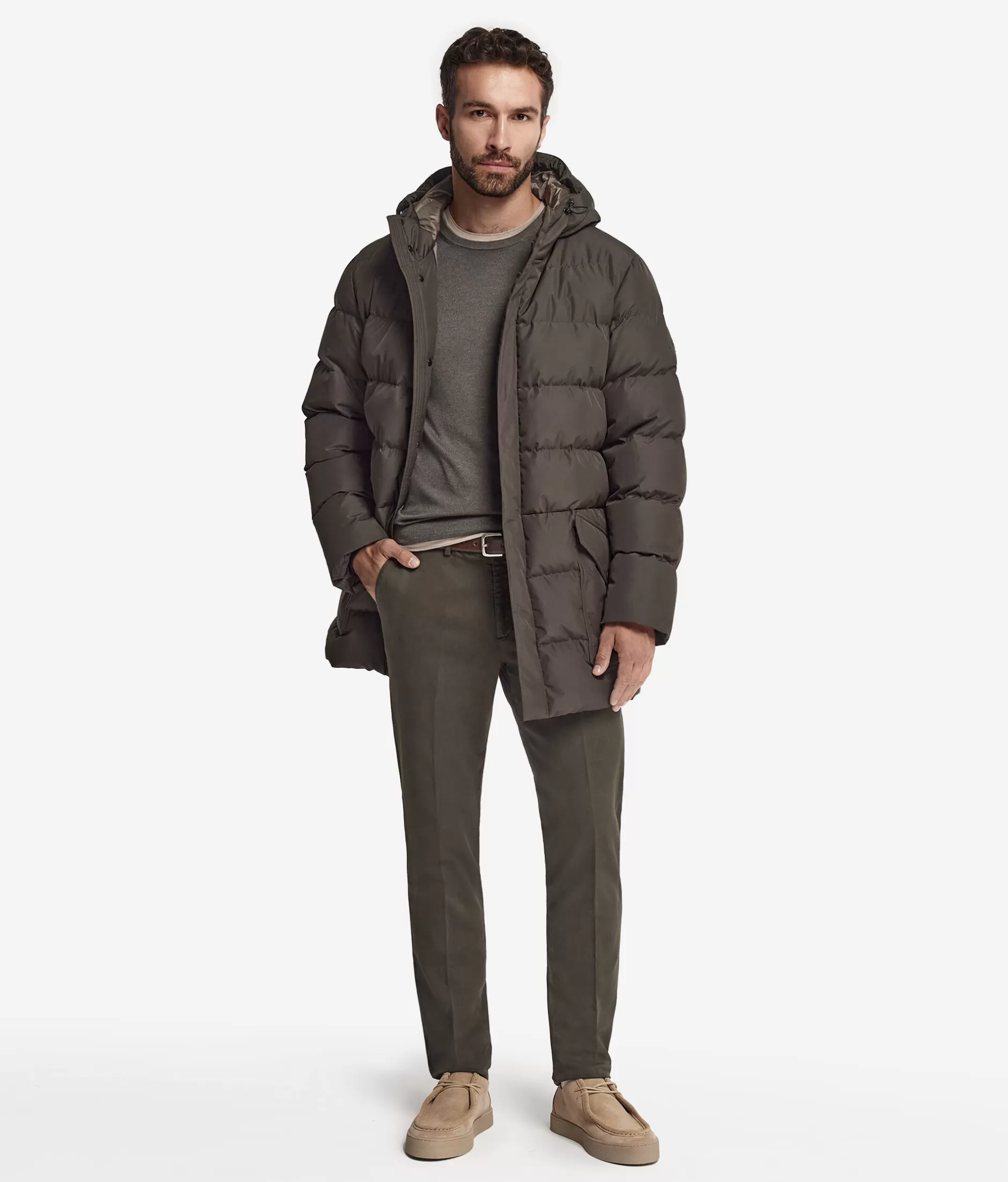 Cheap Falconeri Short Quilted Parka Jacket With Hood And Cashmere Inner Lining dark green -9055 - dark camo