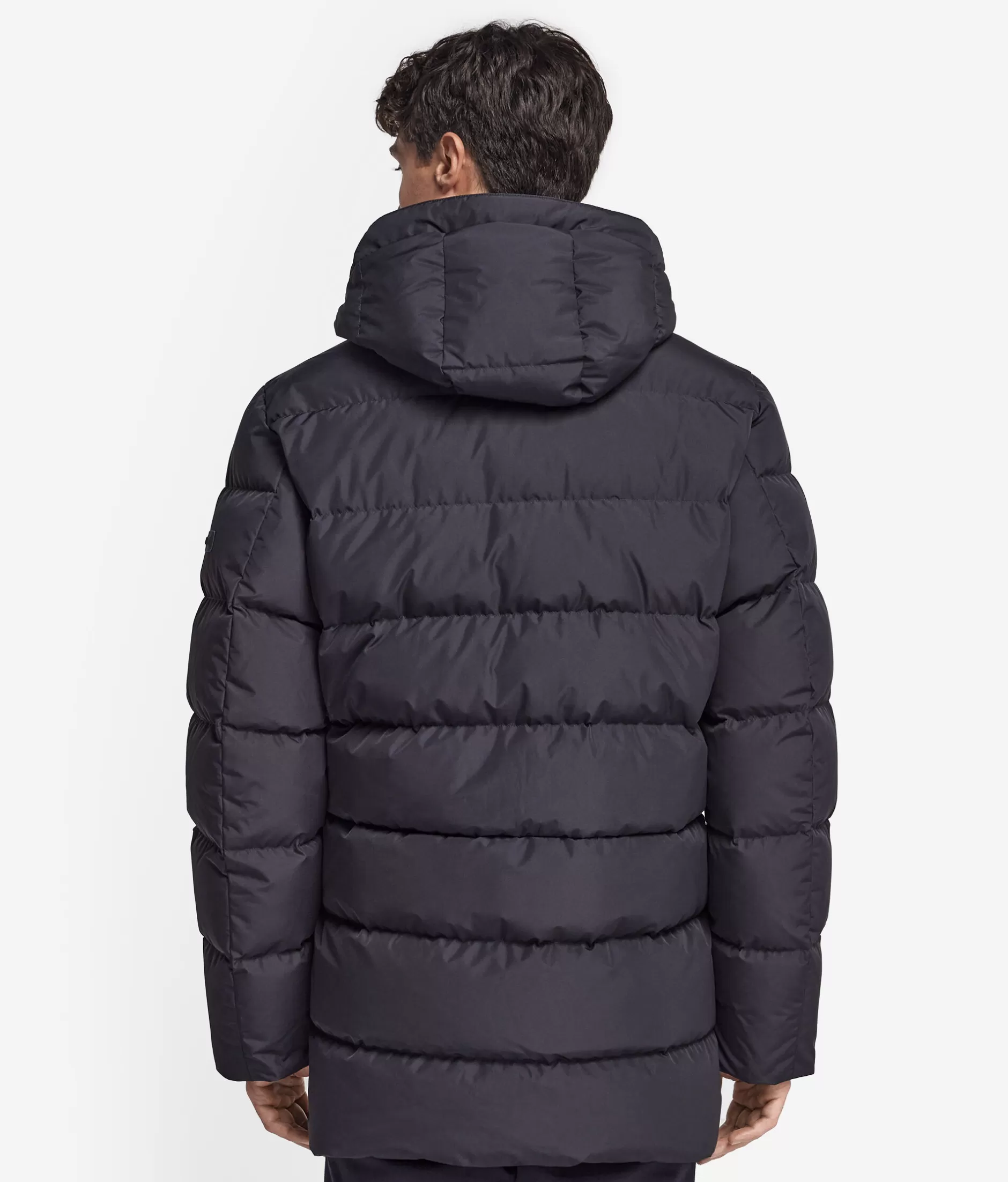 New Falconeri Short Quilted Parka Jacket With Hood And Cashmere Inner Lining blue -9056 - blu notte