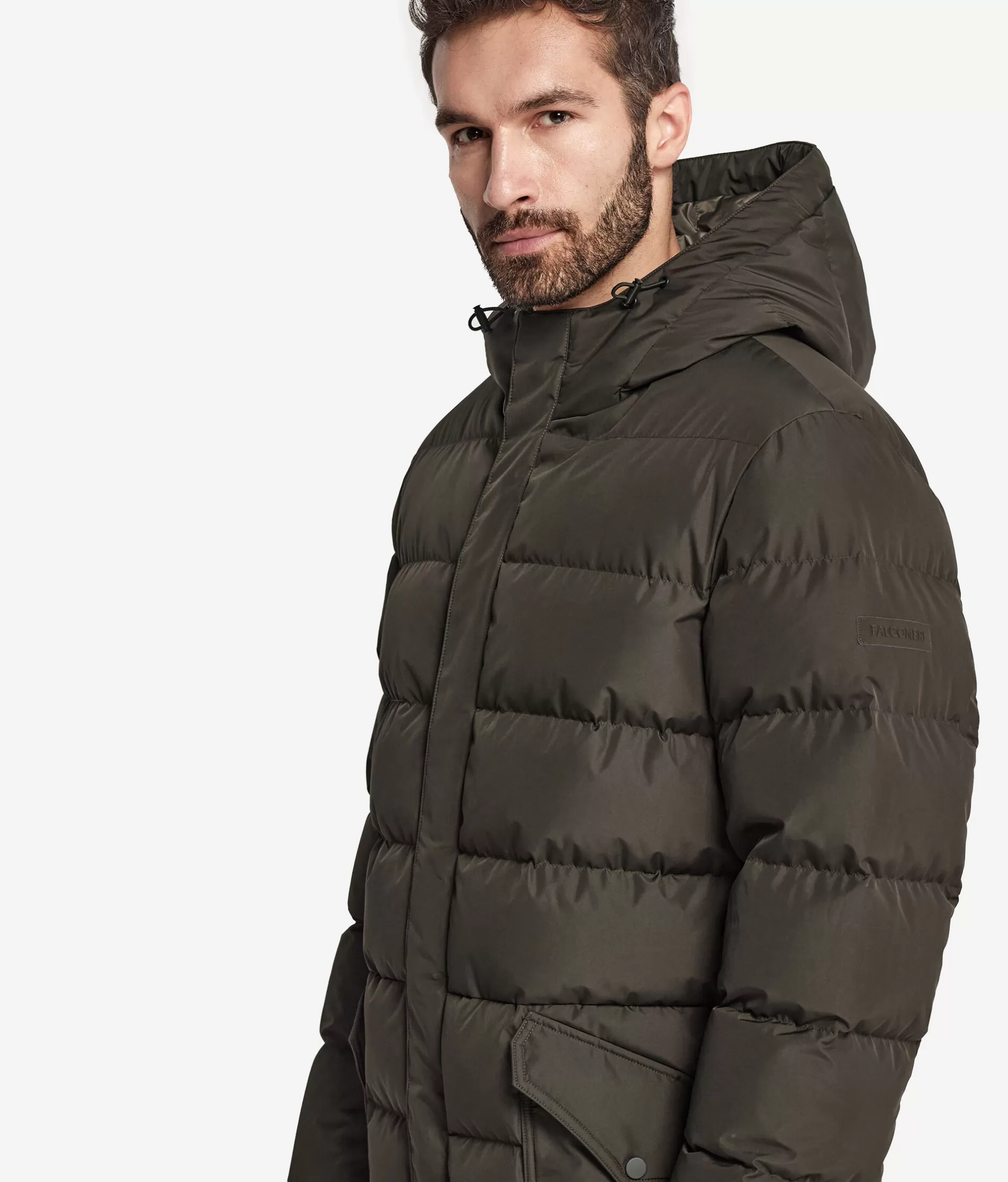 Cheap Falconeri Short Quilted Parka Jacket With Hood And Cashmere Inner Lining dark green -9055 - dark camo
