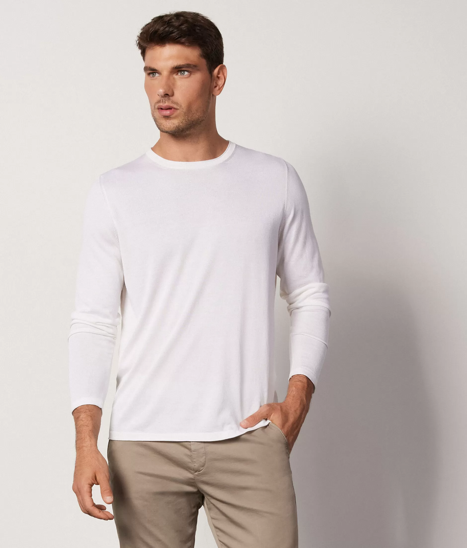 Shop Falconeri Silk And Cotton Crewneck Sweater white -8078 - white