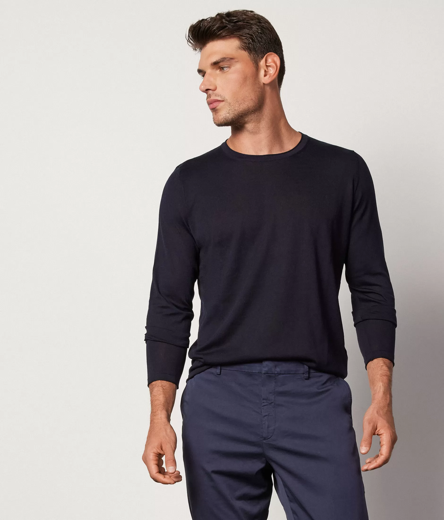 Online Falconeri Silk And Cotton Crewneck Sweater blue -9400 - navy blue