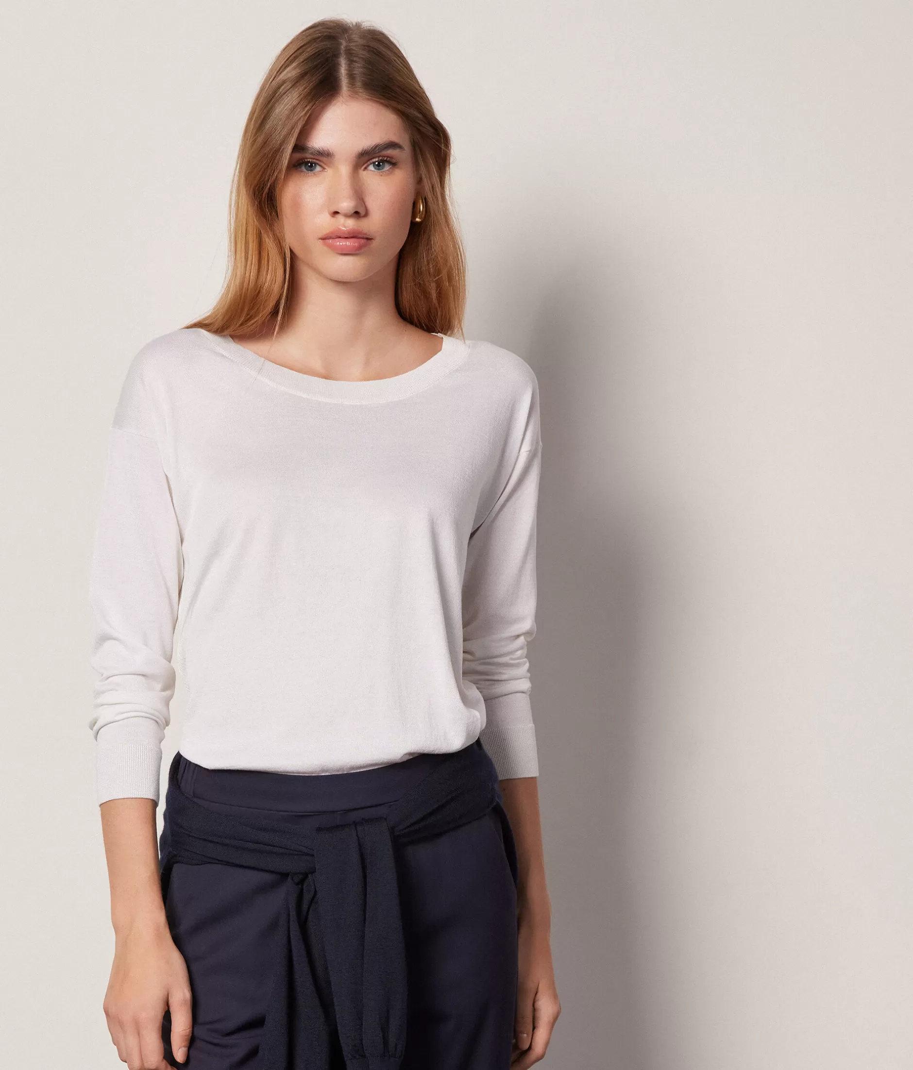 Best Falconeri Silk And Cotton Crewneck Sweater white -8078 - white