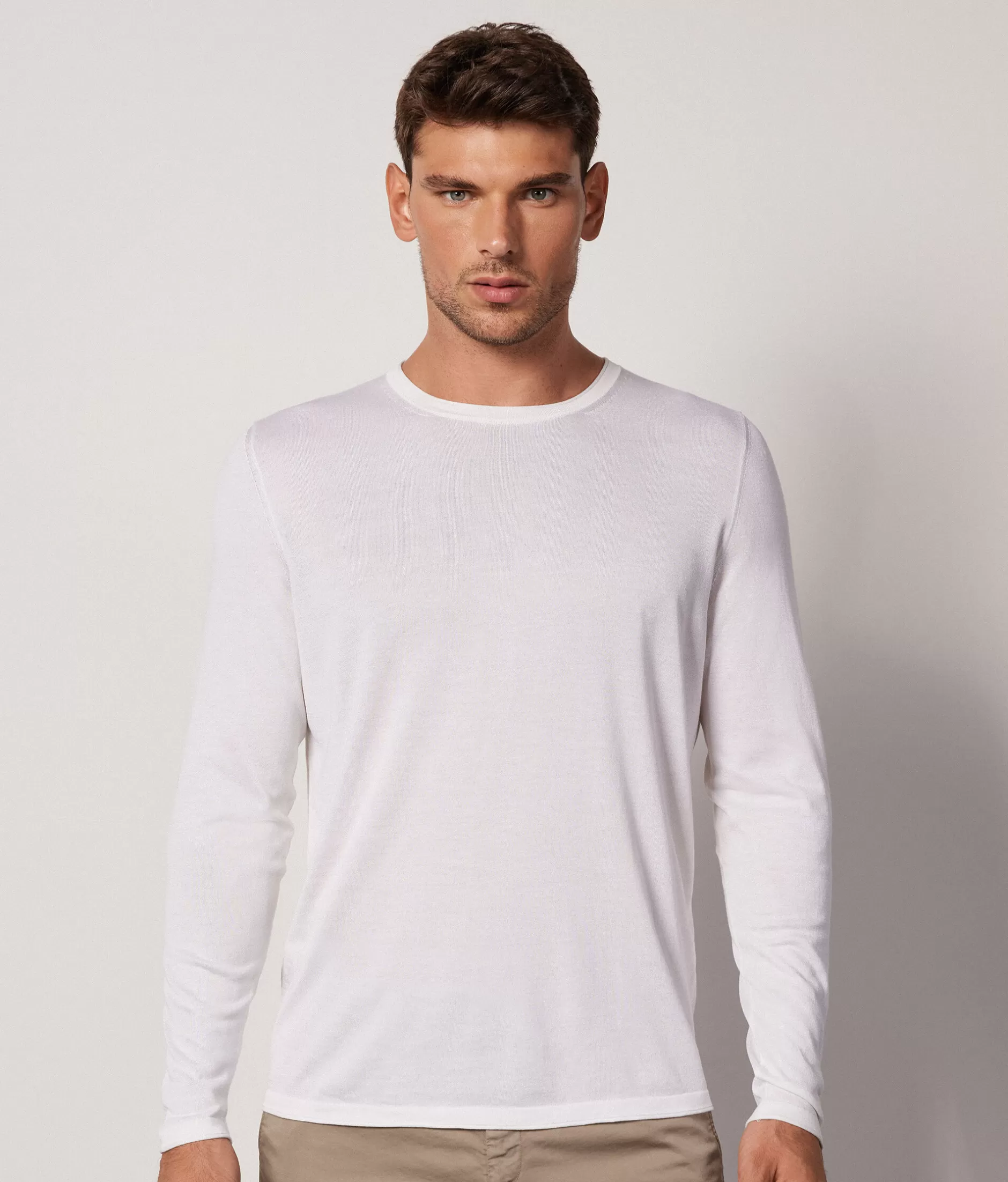 Shop Falconeri Silk And Cotton Crewneck Sweater white -8078 - white