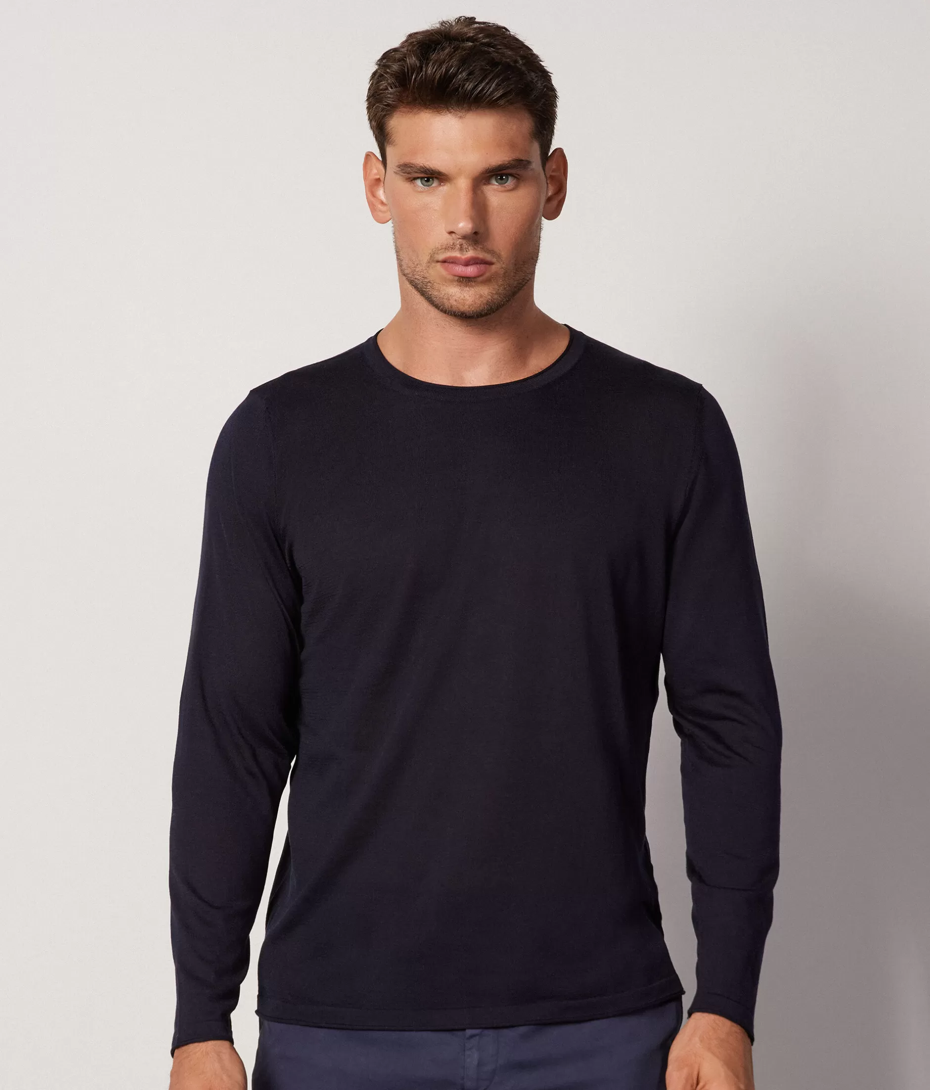 Online Falconeri Silk And Cotton Crewneck Sweater blue -9400 - navy blue