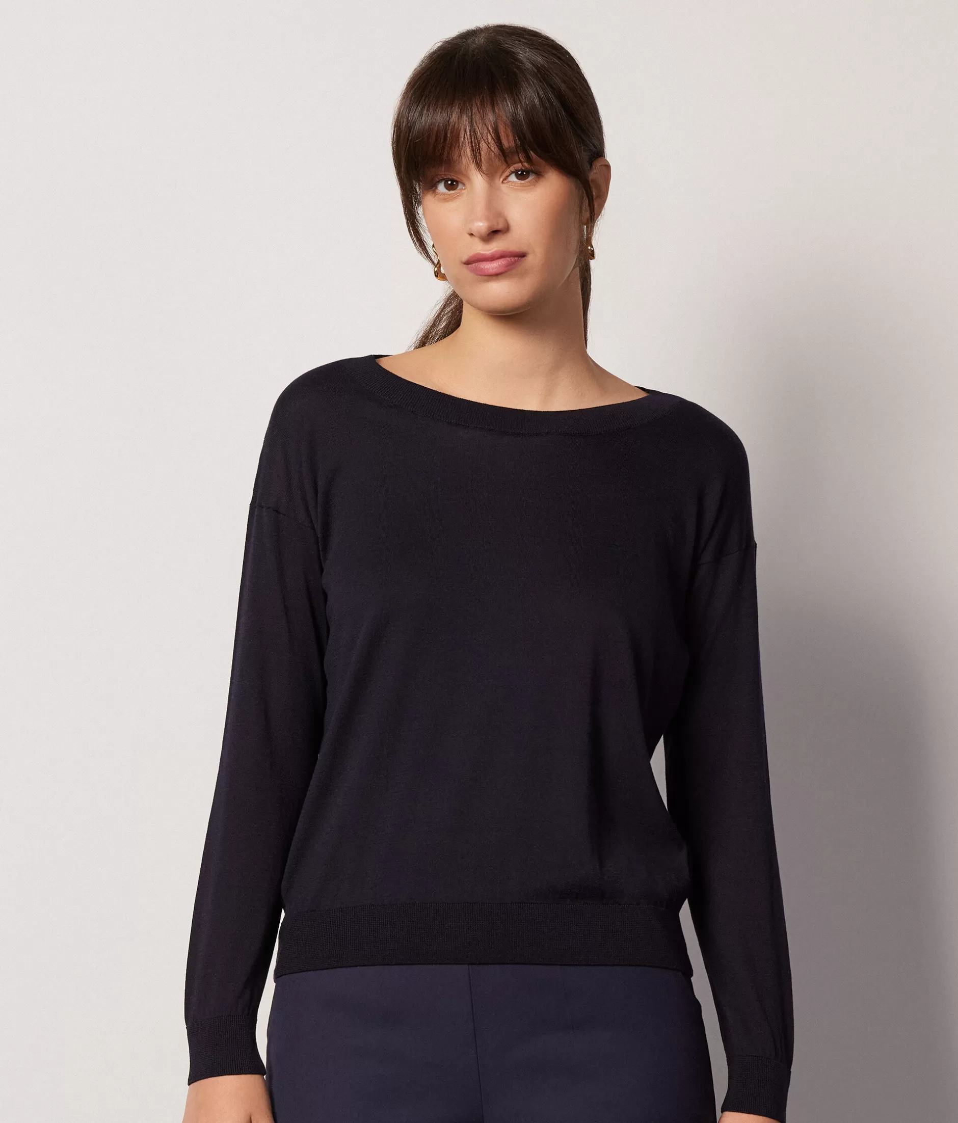 Fashion Falconeri Silk And Cotton Crewneck Sweater blue -9400 - navy blue