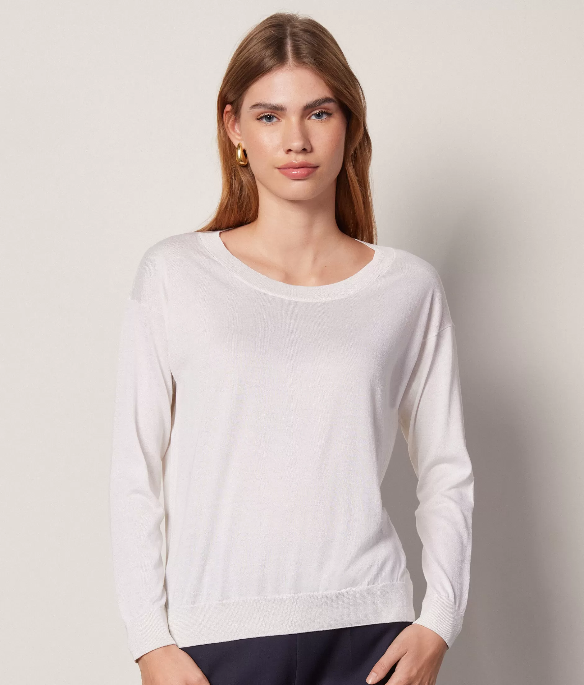 Best Falconeri Silk And Cotton Crewneck Sweater white -8078 - white