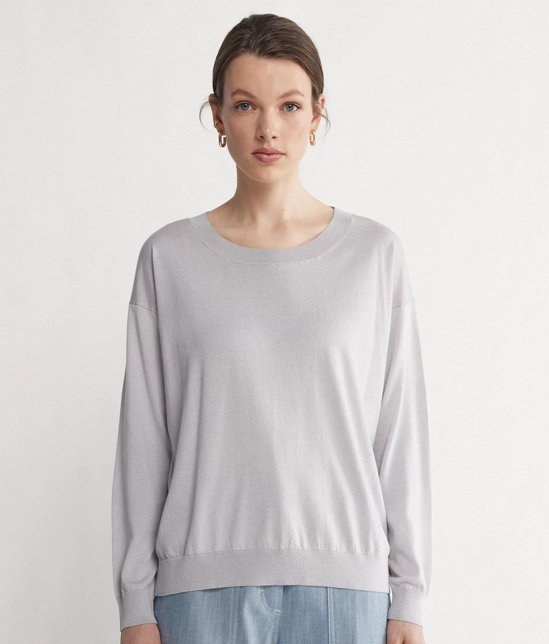 Best Sale Falconeri Silk And Cotton Crewneck Sweater white -9020 - pearl