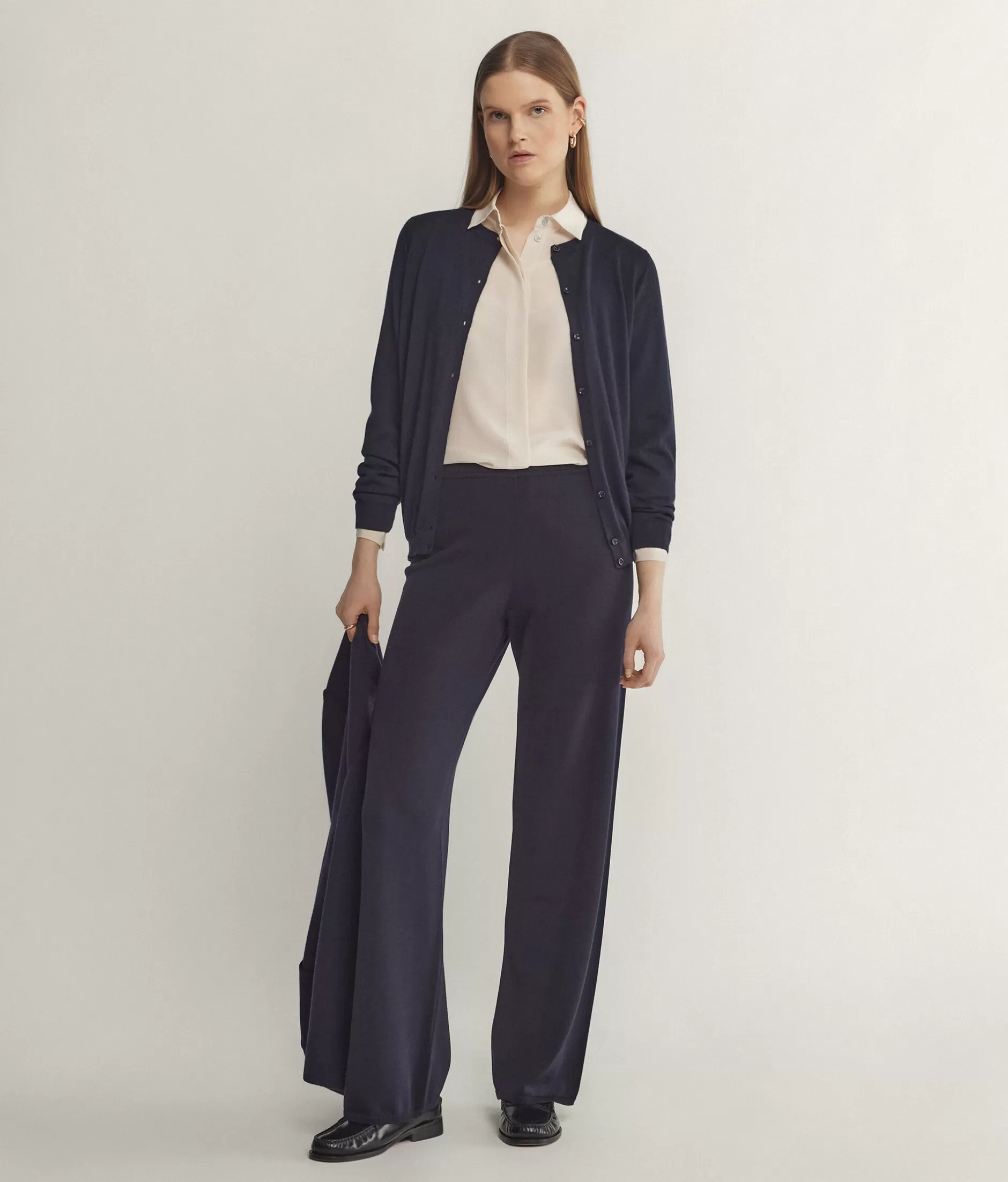 Flash Sale Falconeri Silk And Cotton Palazzo Pants blue -9400 - navy blue