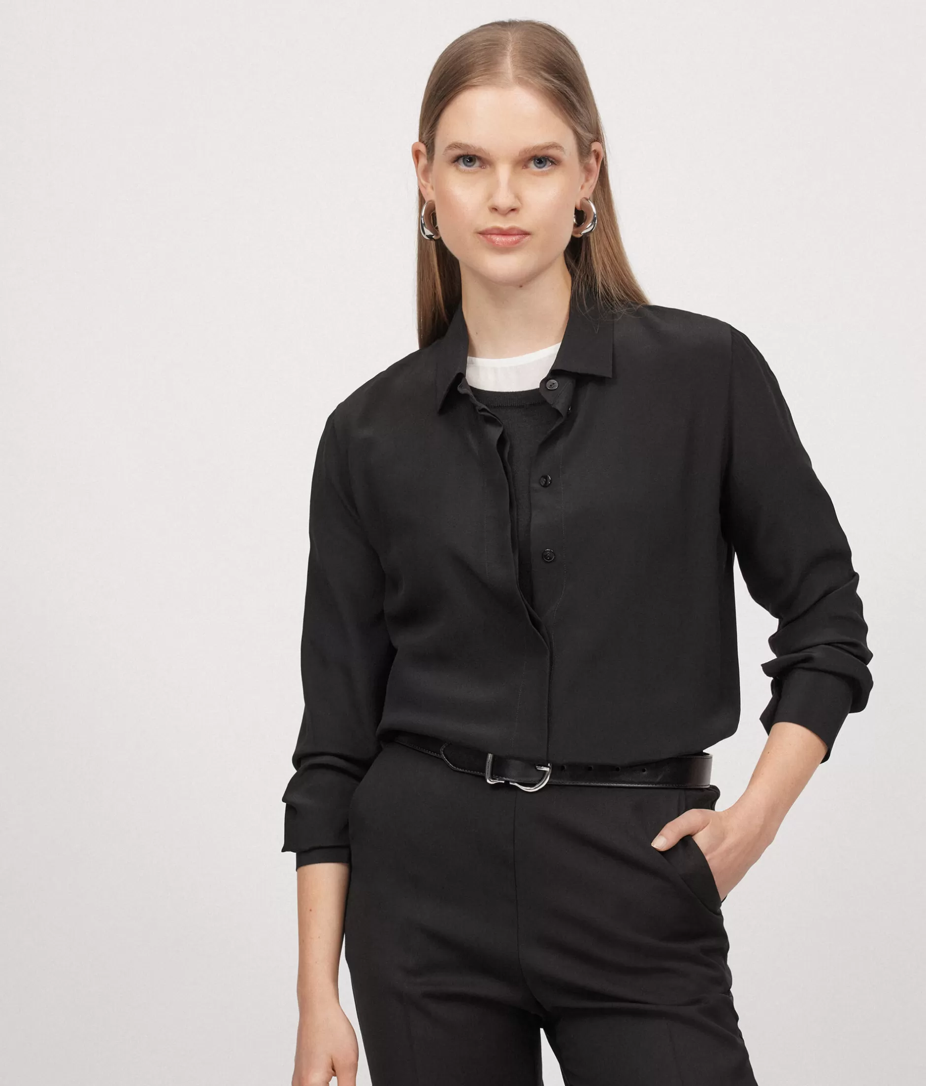 Flash Sale Falconeri Silk Blouse With Small Collar black -9107 - black